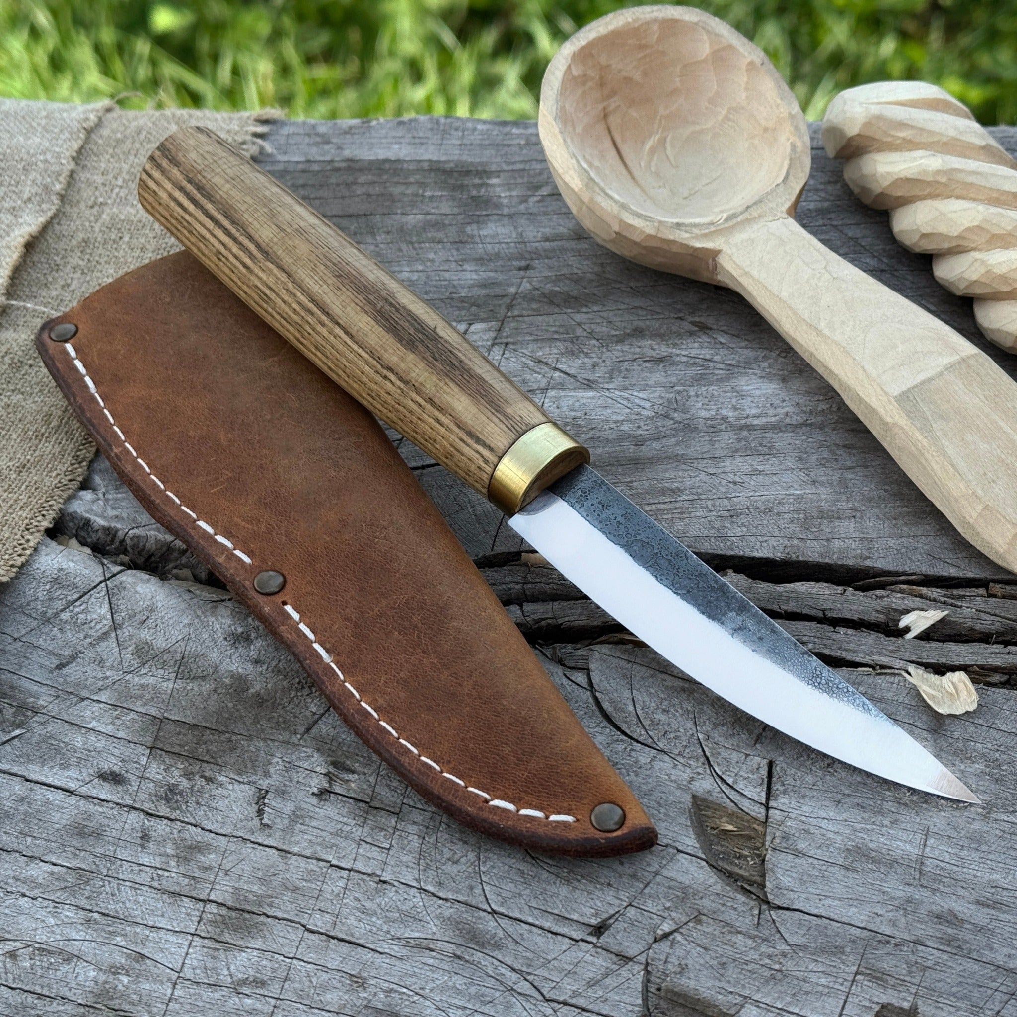 Whittling Sloyd Knife with Leather Sheath, 10 cm (3.94 inches) - Randy's LLC