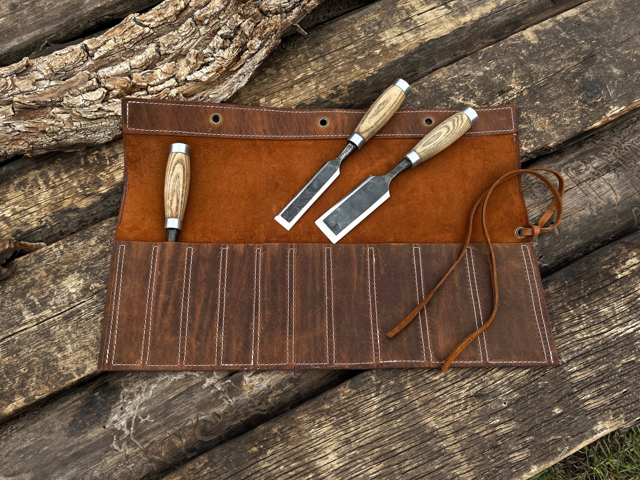 10 Pocket Leather Chisel Roll - Randy's LLC