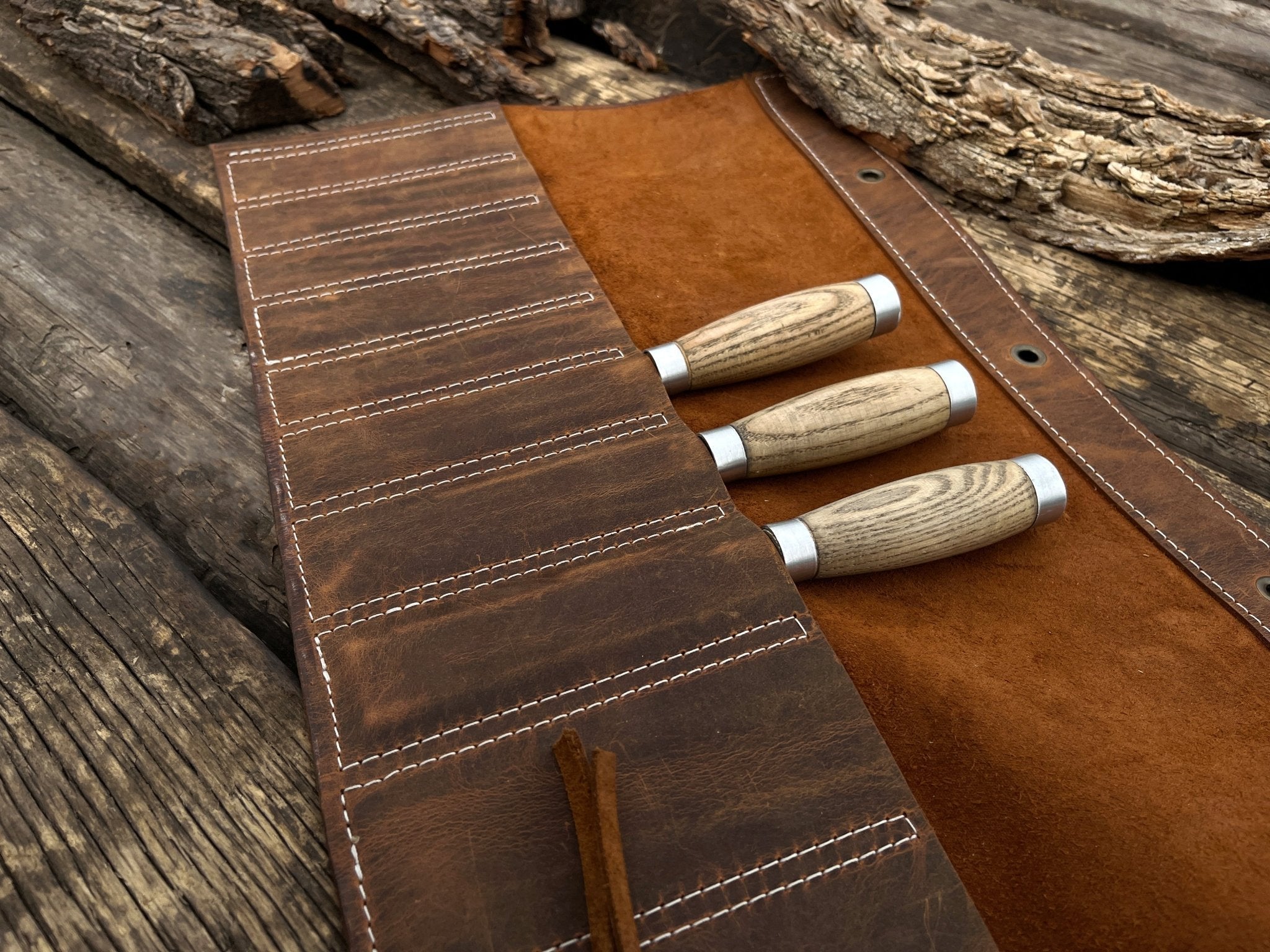 10 Pocket Leather Chisel Roll - Randy's LLC
