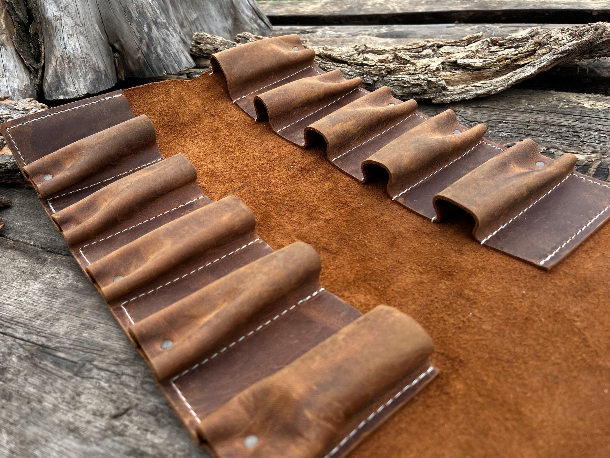 10 Pocket Leather Tool Roll - Randy's LLC