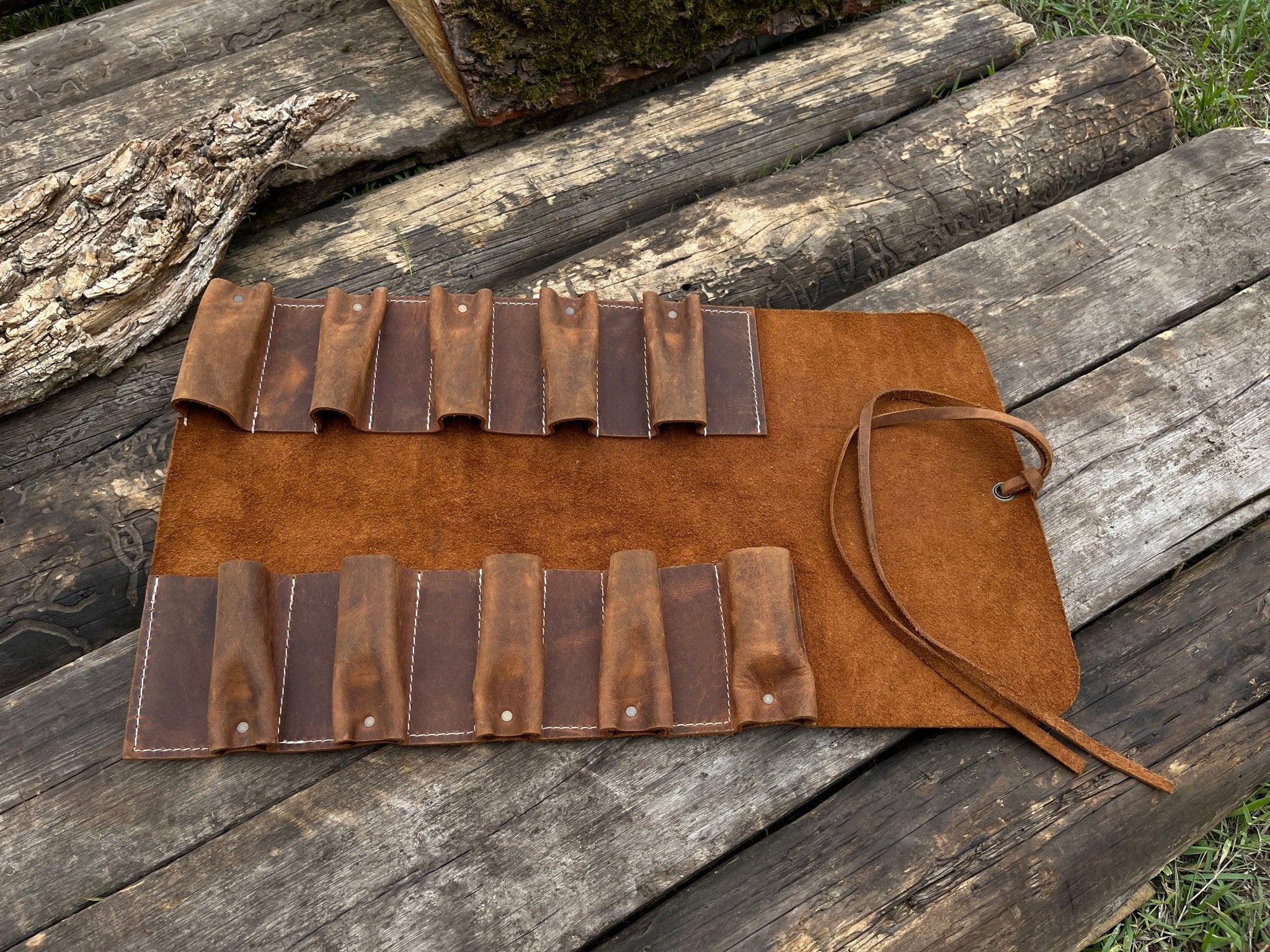10 Pocket Leather Tool Roll - Randy's LLC