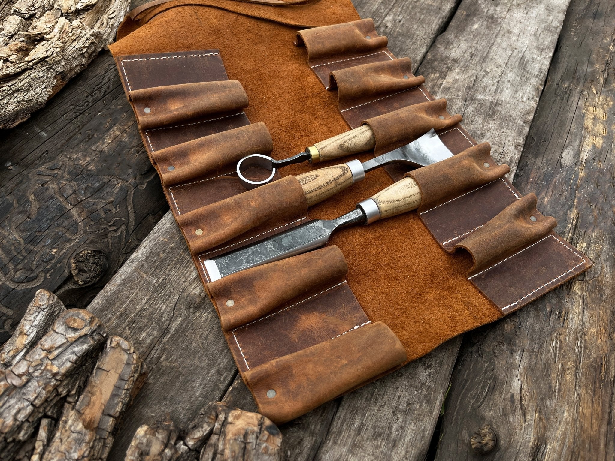 10 Pocket Leather Tool Roll - Randy's LLC