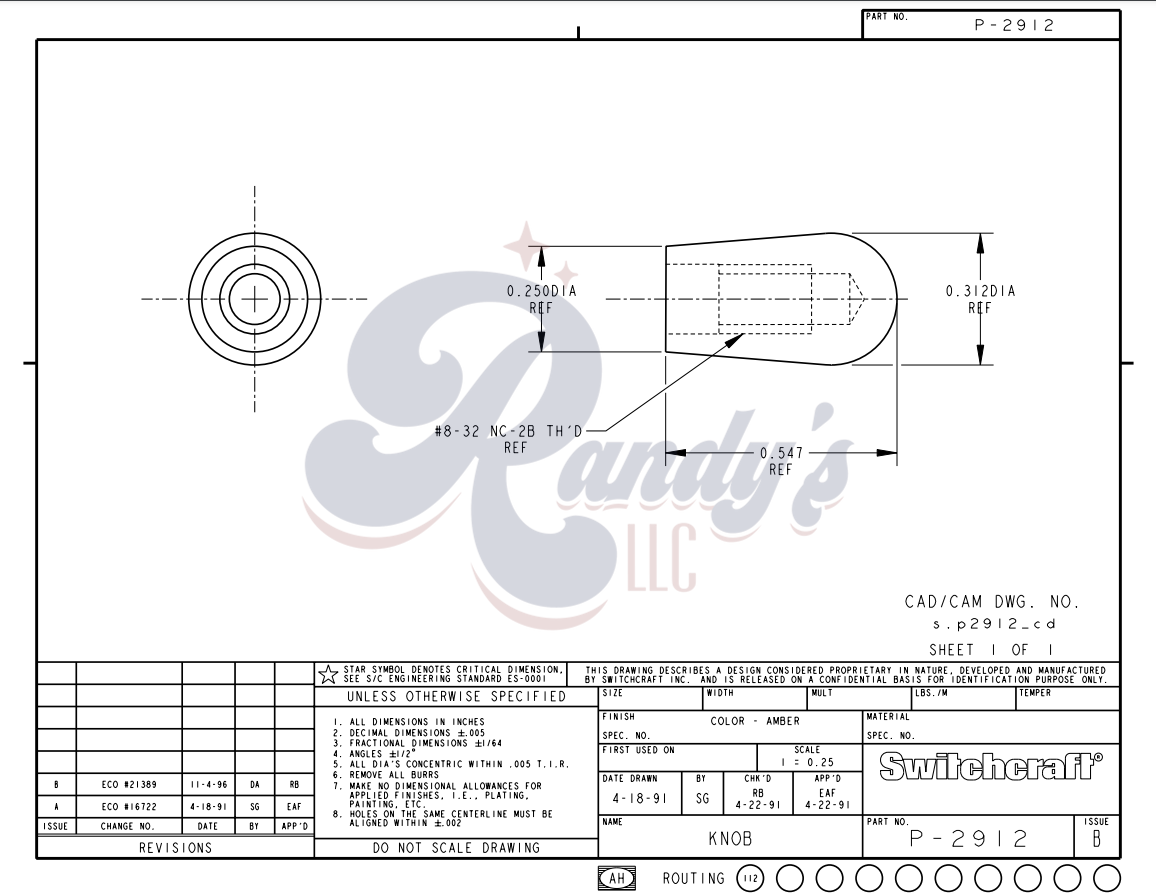 Switchcraft 3-Way Toggle Switch Tip - Fits Gibson® - Randy's LLC