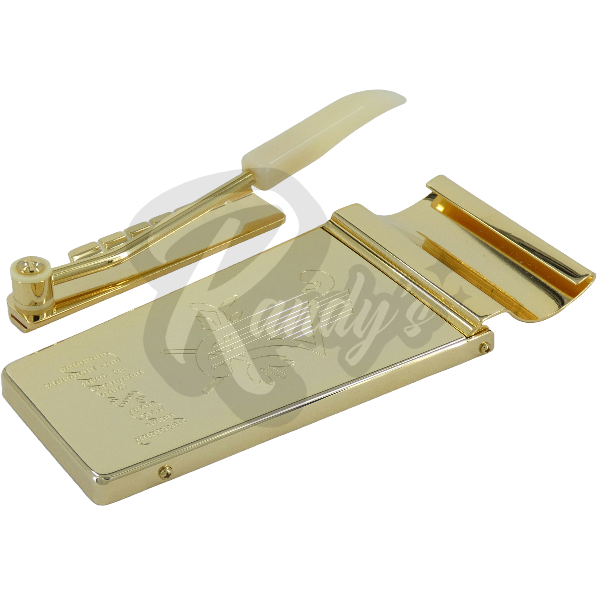 Long Engraved Lyre Tremolo Vibrato Tailpiece (CNC) - Fits Gibson® Maestro® Vibrola® - Randy's LLC