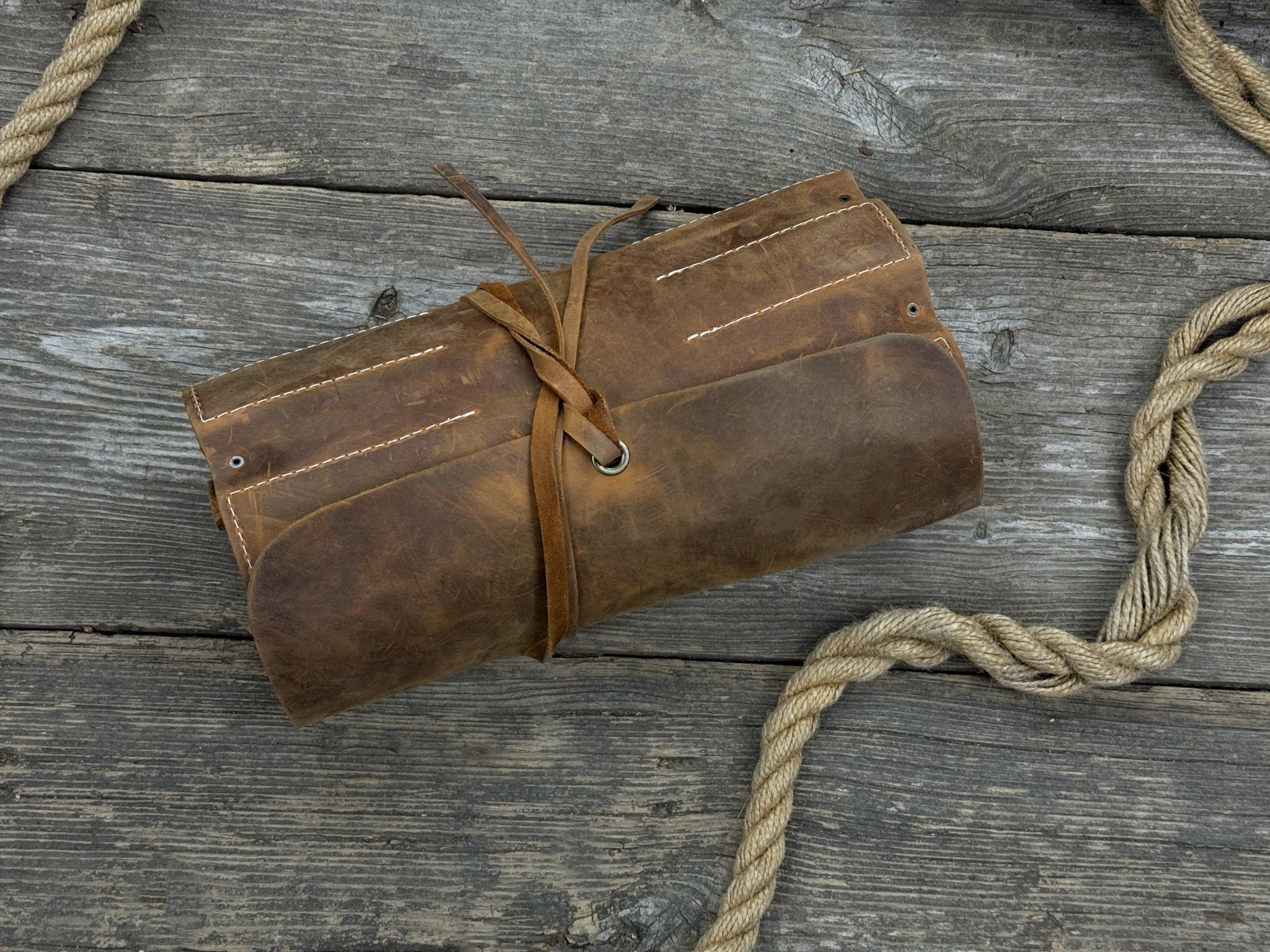 15 Pocket Leather Tool Roll - Randy's LLC