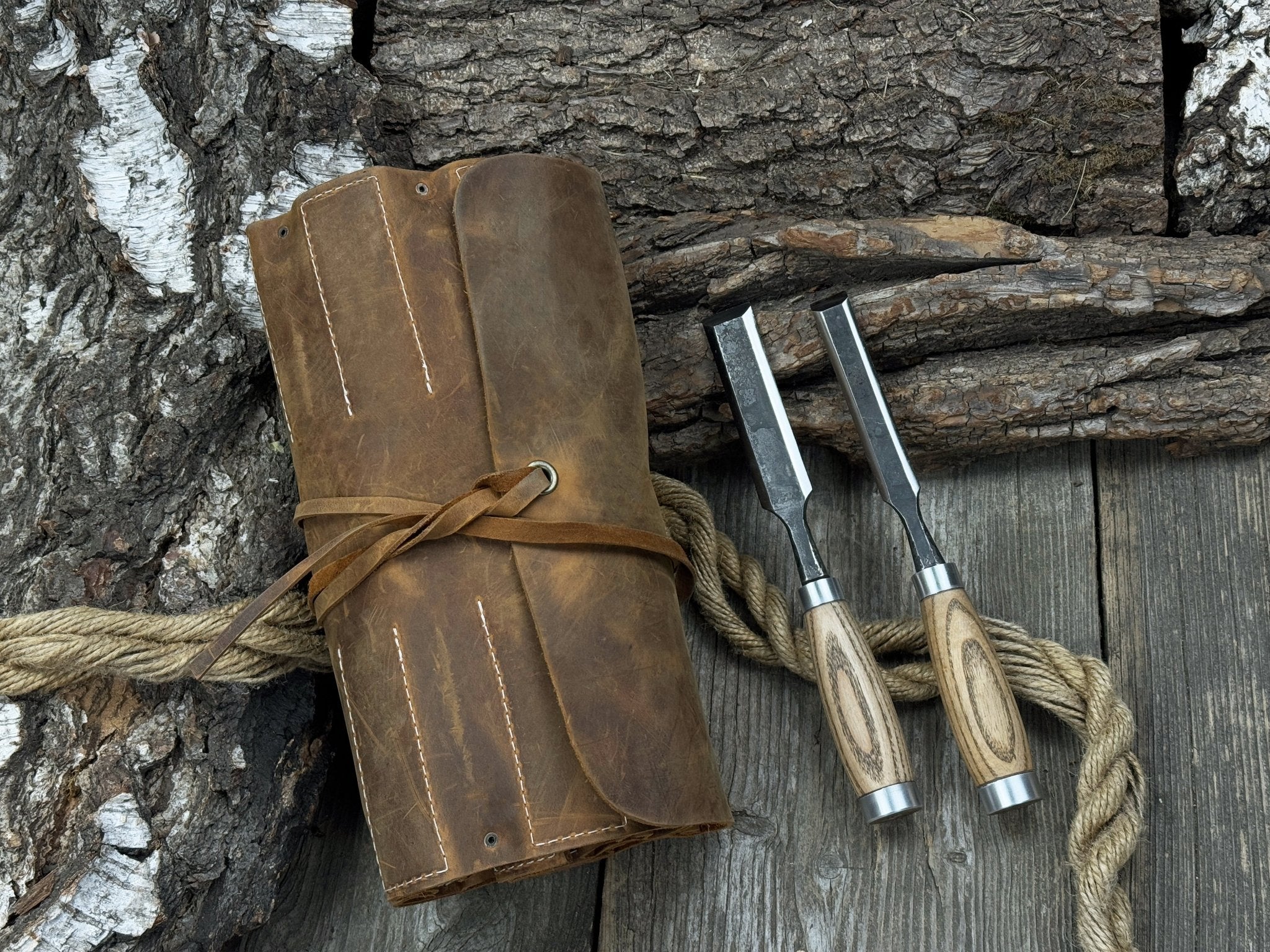 15 Pocket Leather Tool Roll - Randy's LLC