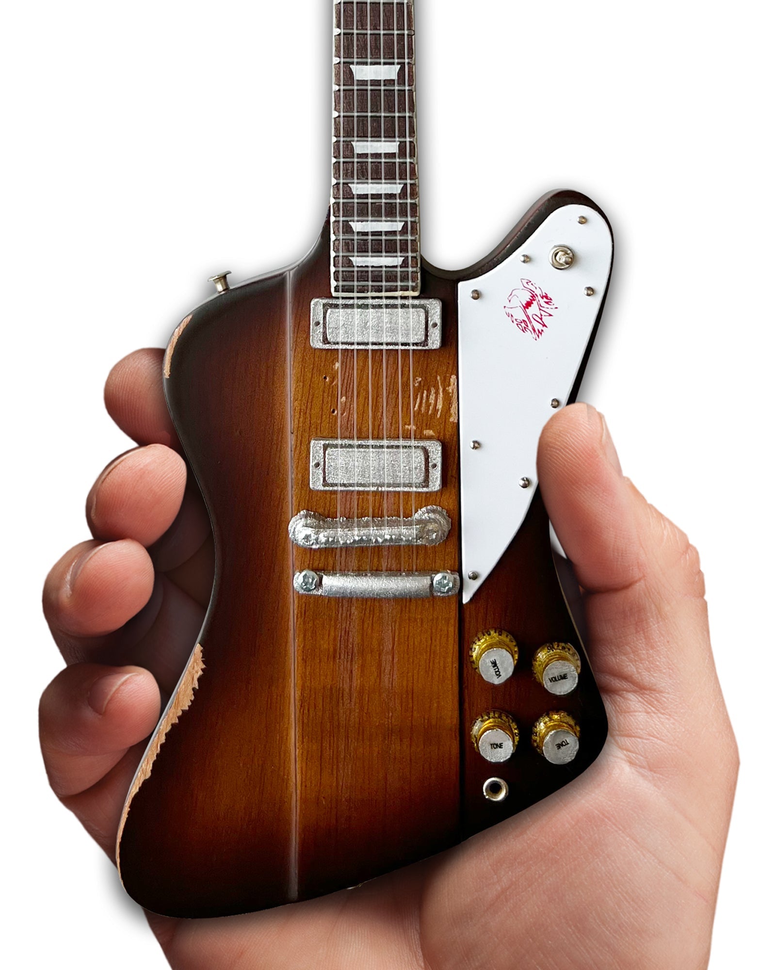 Johnny Winter 1963 Gibson Firebird V Sunburst 1.4 Scale Mini Guitar - Vintage & Distressed - Randy's LLC