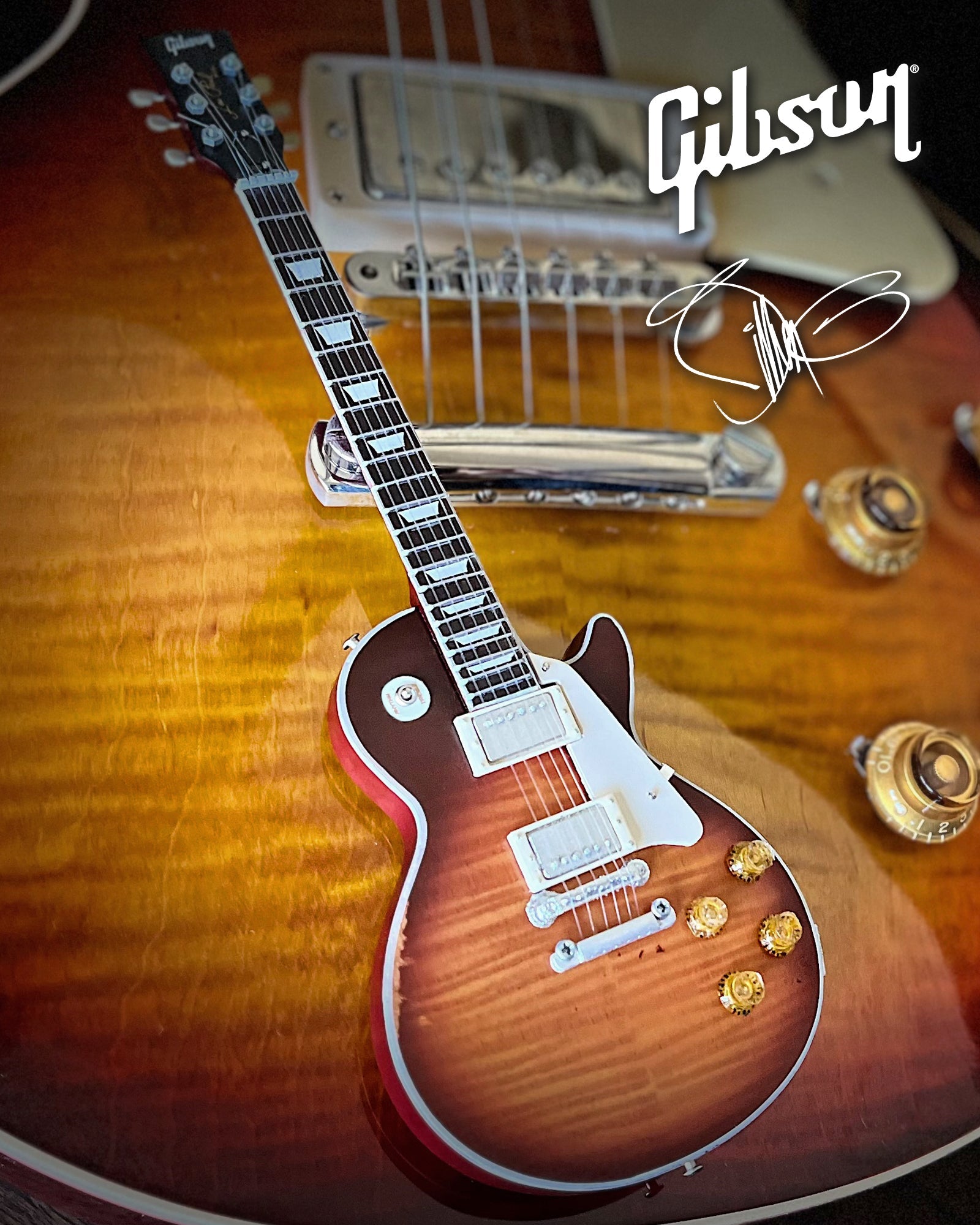 Billy F Gibbons Aged "Pearly Gates" Gibson Les Paul Mini Guitar Model - Randy's LLC