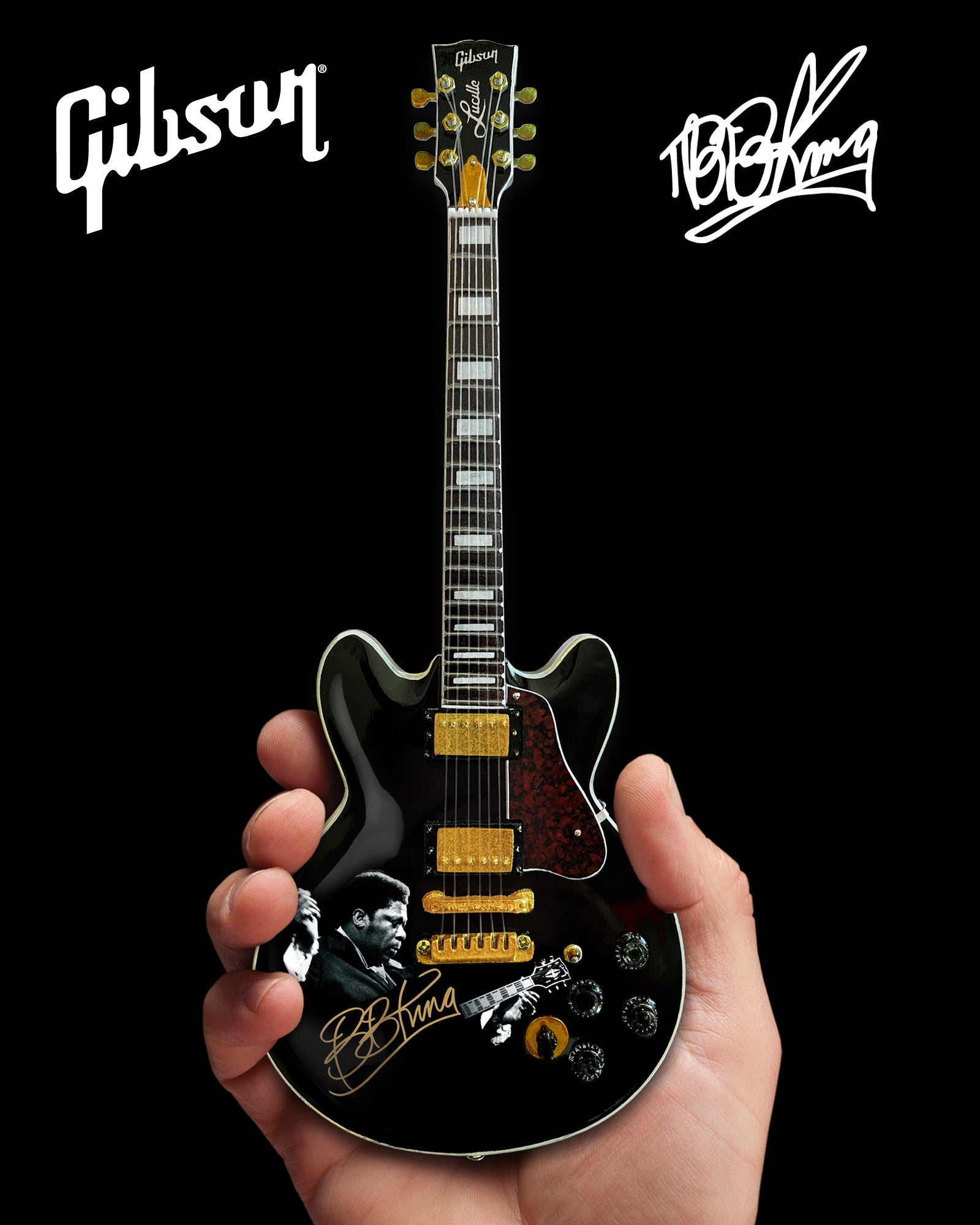 BB KING TRIBUTE Gibson ES-355 Lucille Ebony Miniature Guitar Model - Randy's LLC