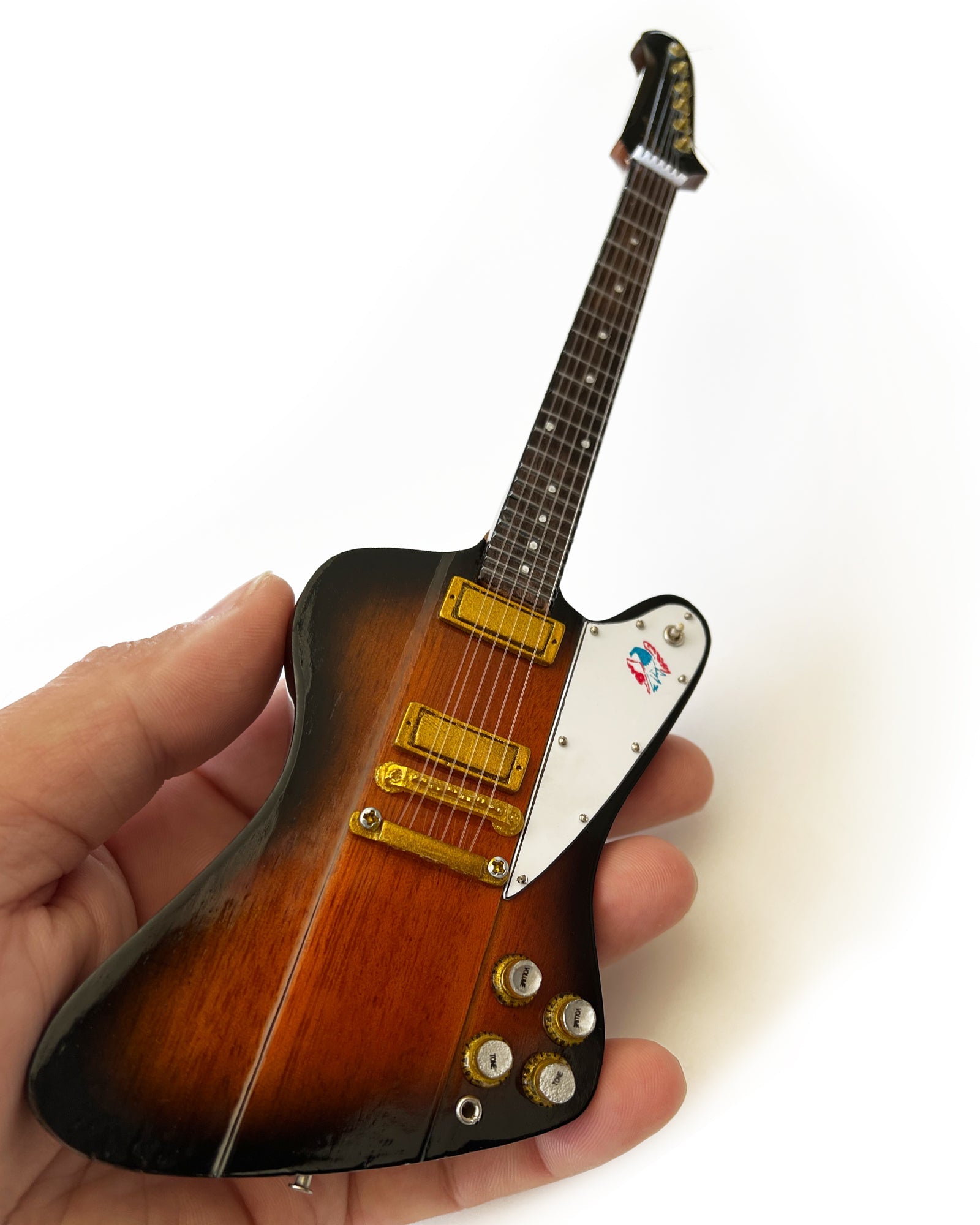 Tom Petty Signature Gibson Firebird V Sunburst Miniature Guitar Model - Red & Blue Logo - Randy's LLC