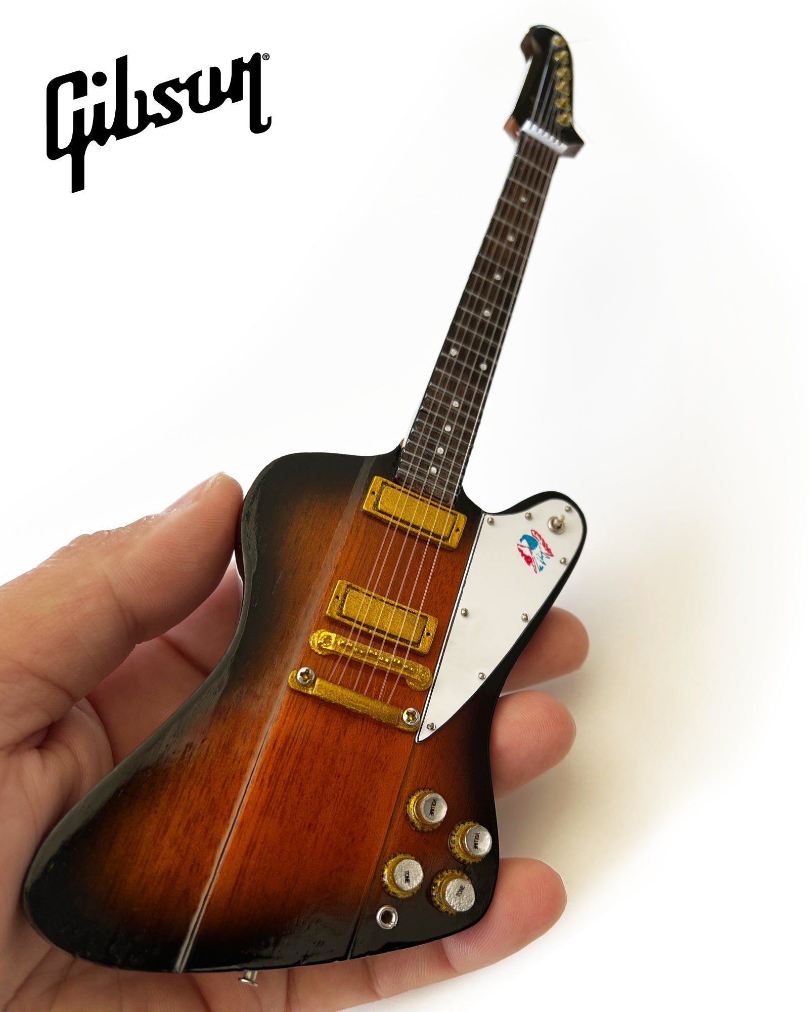 Tom Petty Signature Gibson Firebird V Sunburst Miniature Guitar Model - Red & Blue Logo - Randy's LLC