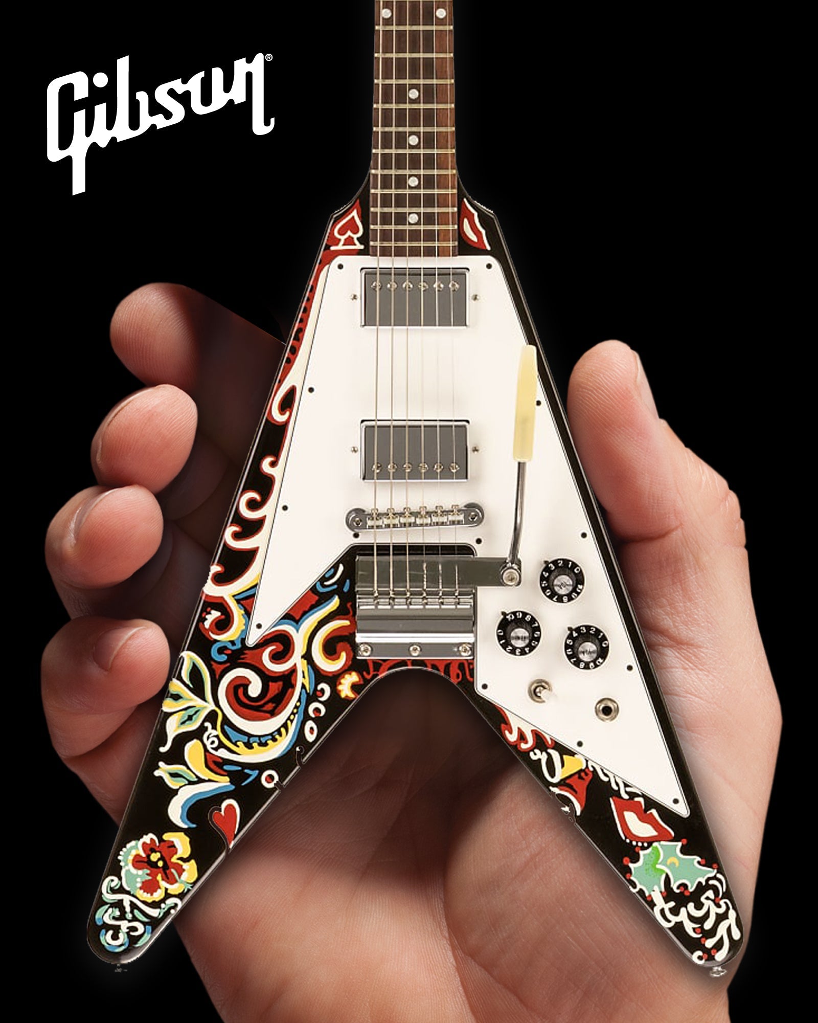 *NEW Jimi Hendrix™ Gibson Psychedelic Flying V 1:4 Scale Mini Guitar Model - Randy's LLC