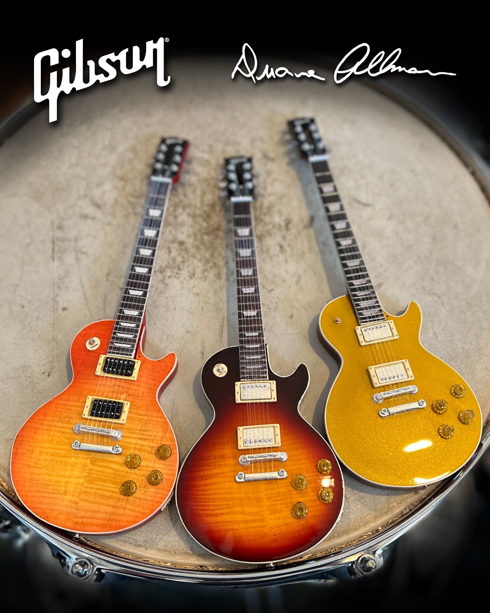 Duane Allman SET OF 3 Gibson Les Paul Signature Mini Guitar Models - Randy's LLC