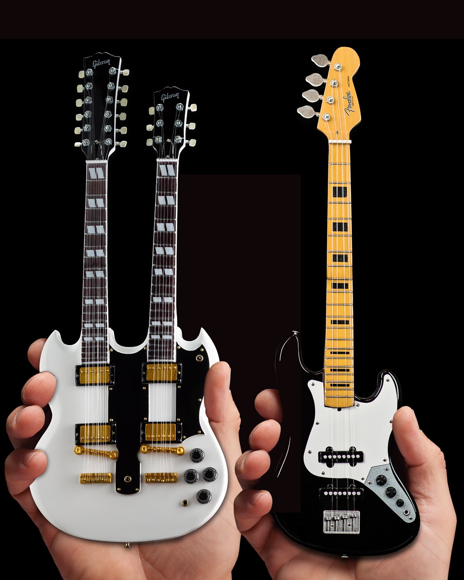 Set of 2 - Gibson EDS-1275 Doubleneck & Jazz Bass™ Miniature Guitars - Randy's LLC