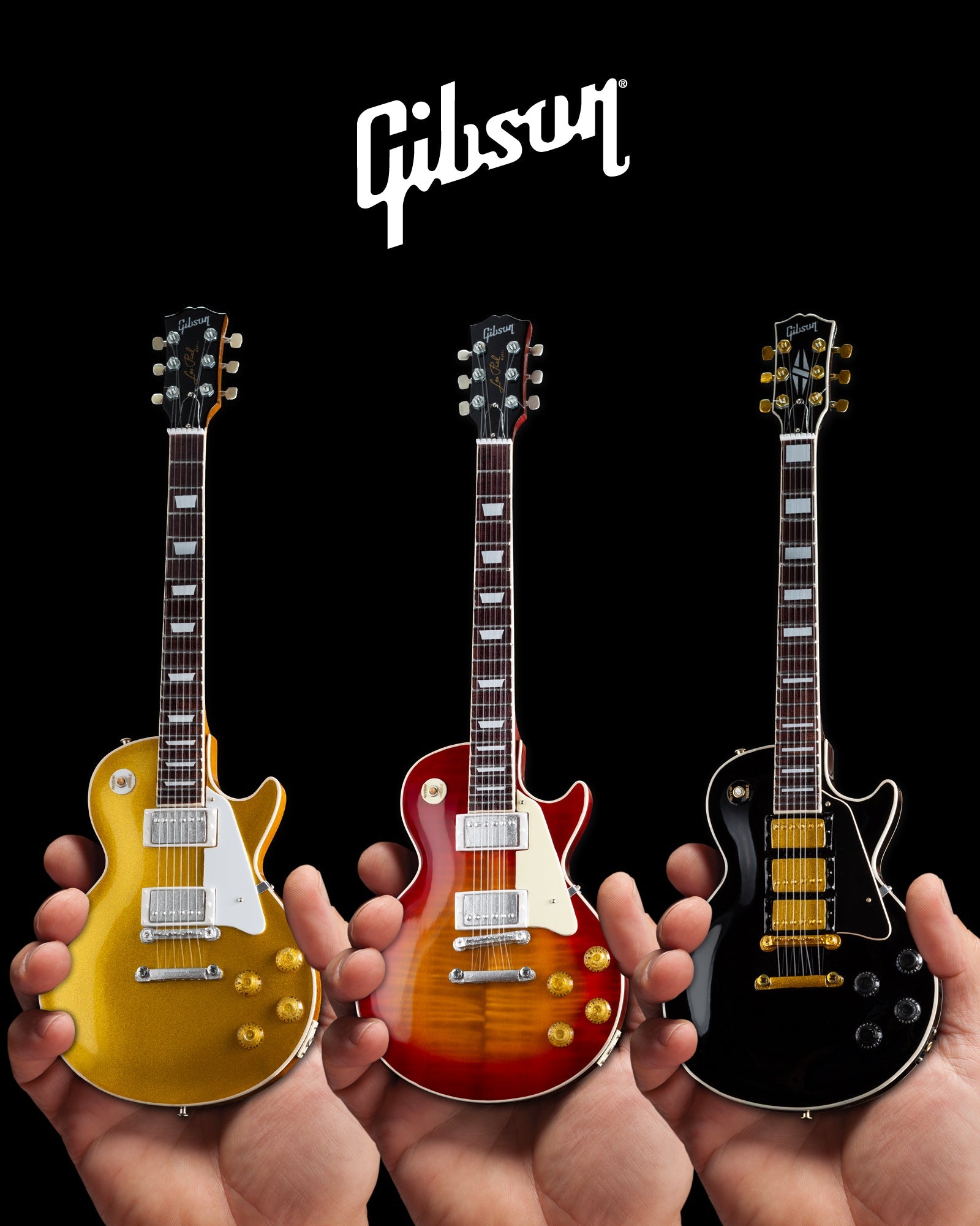 Set of 3 Classic Gibson Les Paul Mini Guitar Replica Collection - GG-001 - Randy's LLC