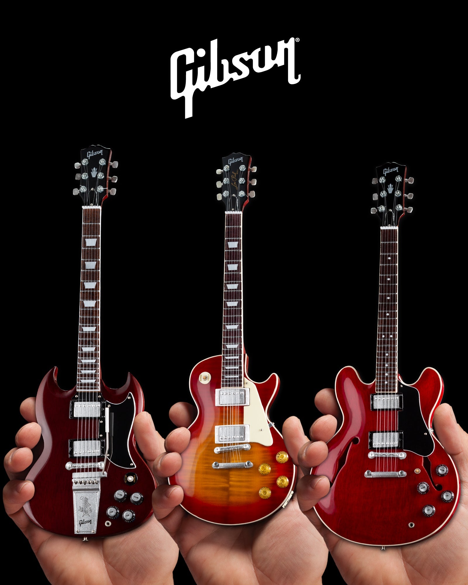 Gibson® '59 Les Paul®, '64 SG® & ES-335 1:4 Scale Mini Guitar Models - Randy's LLC