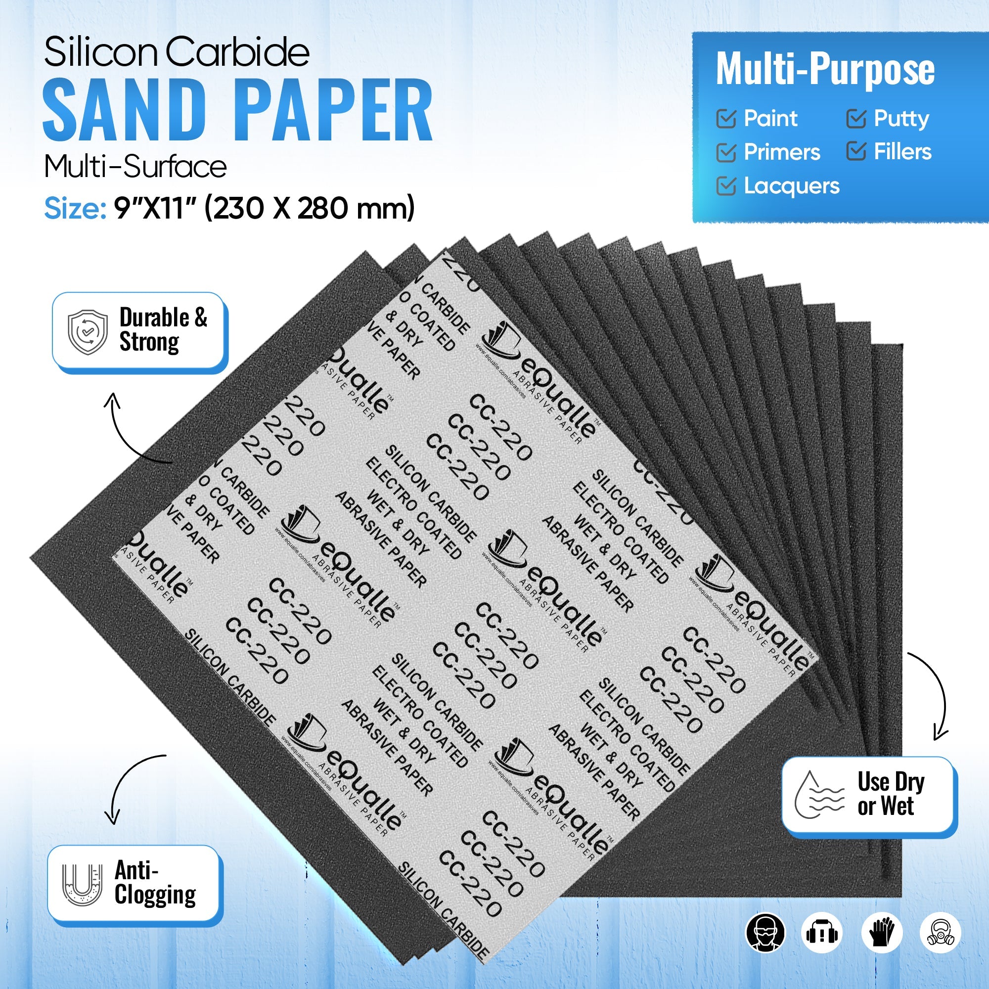 1000 Grit Sandpaper Sheets – 100 Pack, 9x11 in, Wet or Dry Use - Randy's LLC