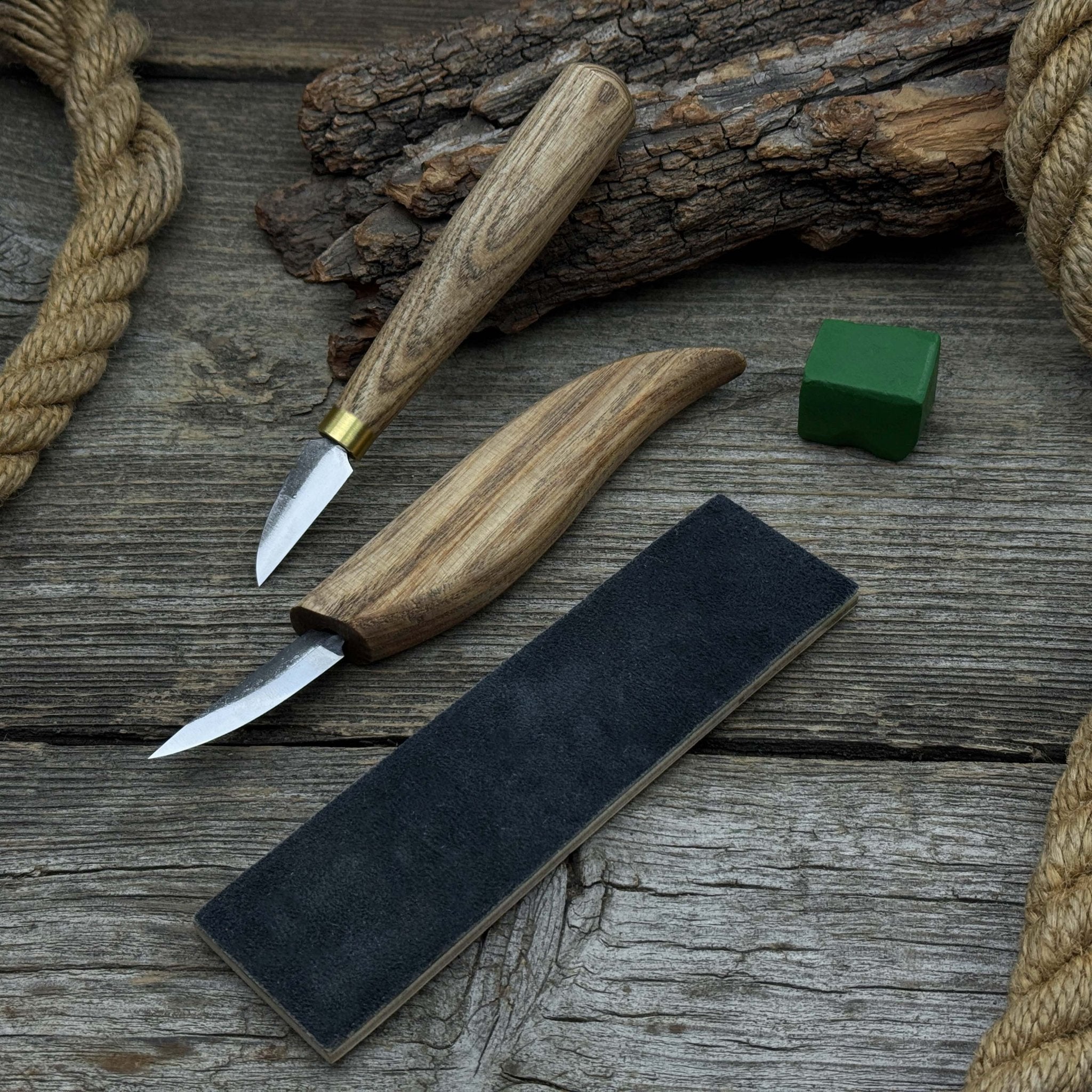 2-Piece Wood Carving Knife Set with Leather Strop and Case - Randy's LLC