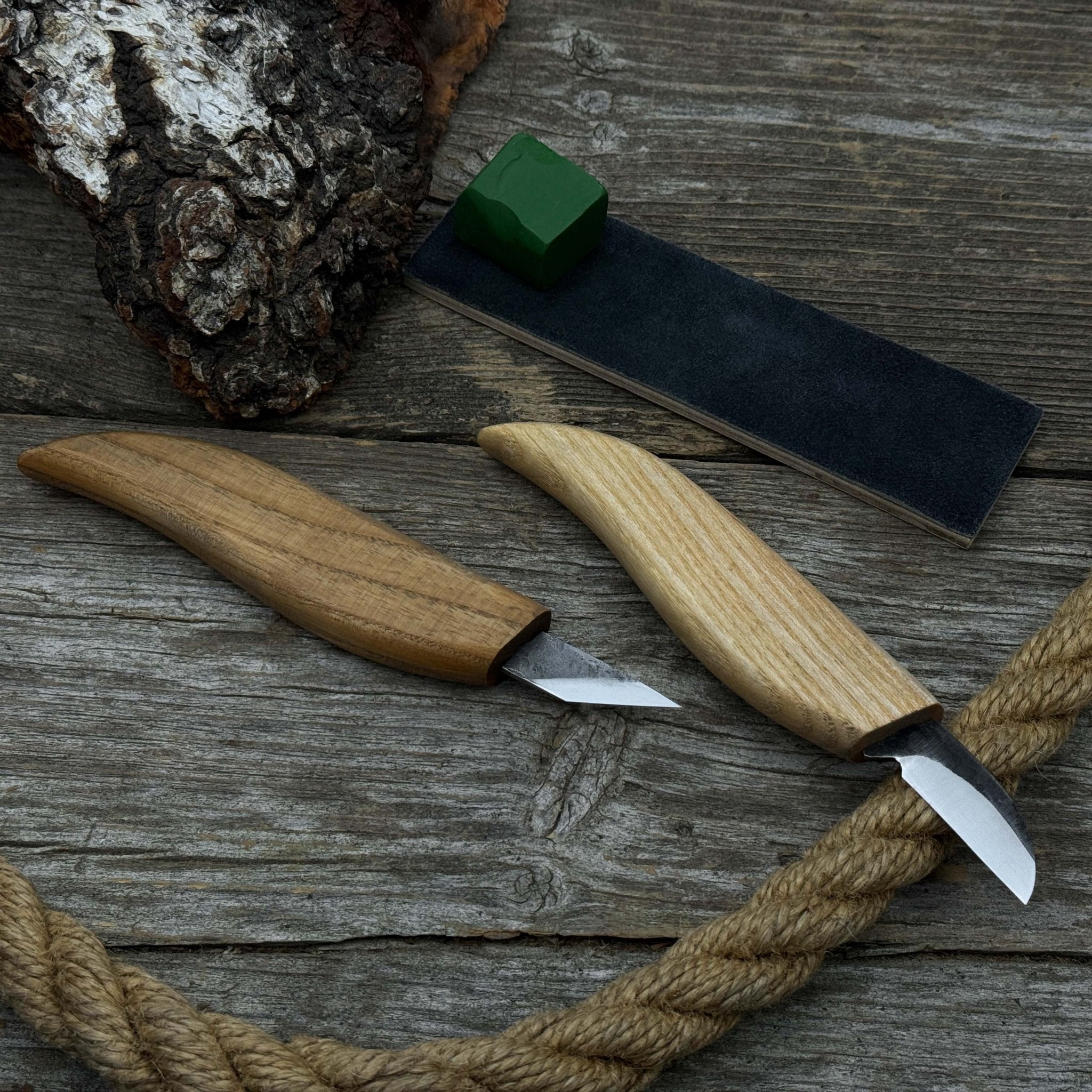 2-Piece Wood Carving Knife Set with Leather Strop - Randy's LLC