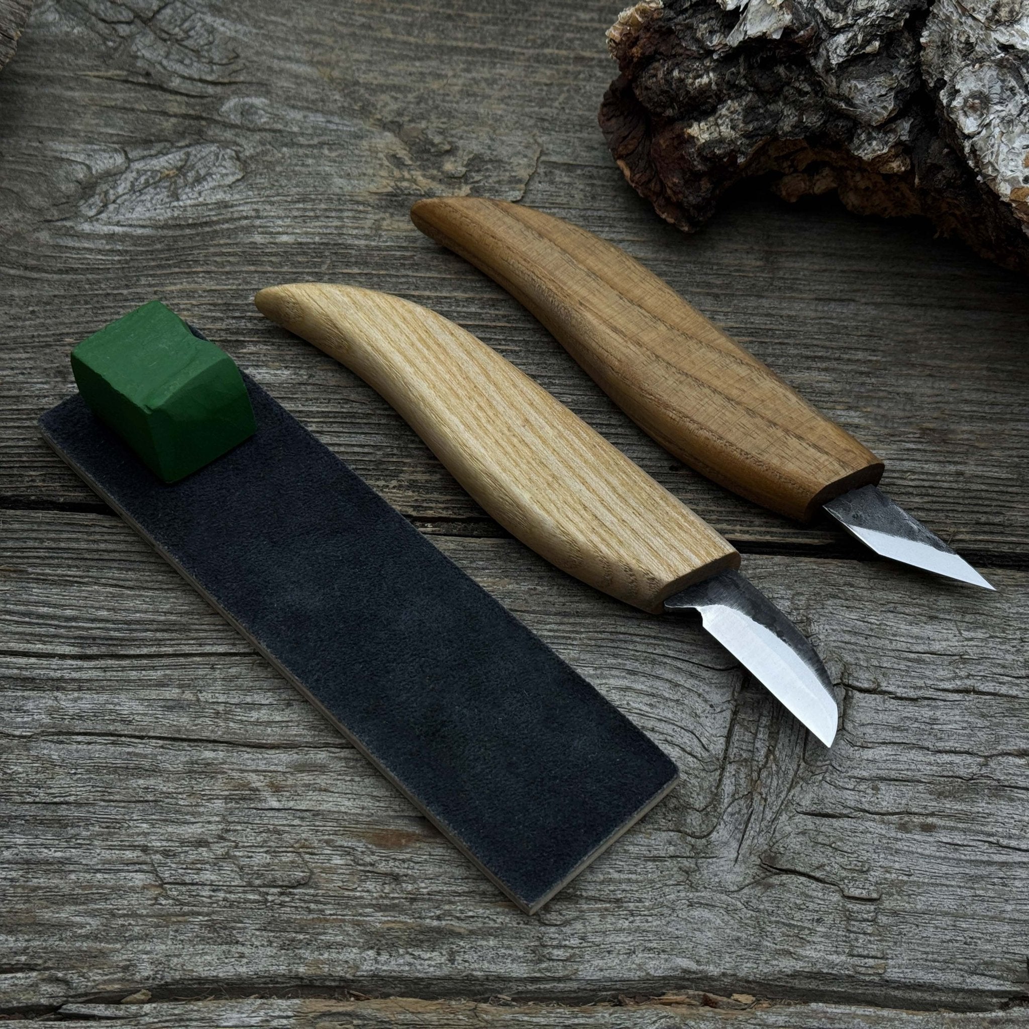 2-Piece Wood Carving Knife Set with Leather Strop - Randy's LLC
