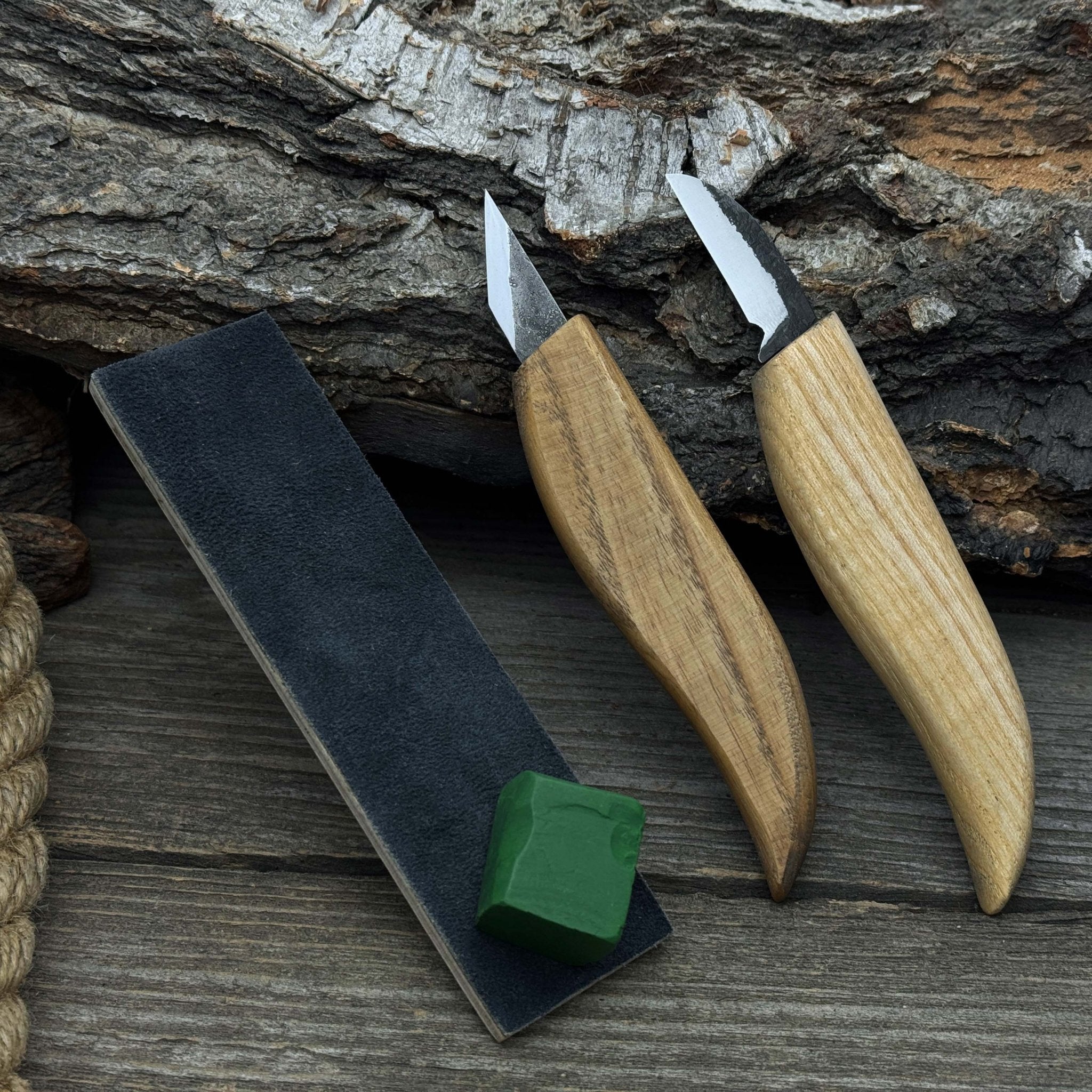 2-Piece Wood Carving Knife Set with Leather Strop - Randy's LLC