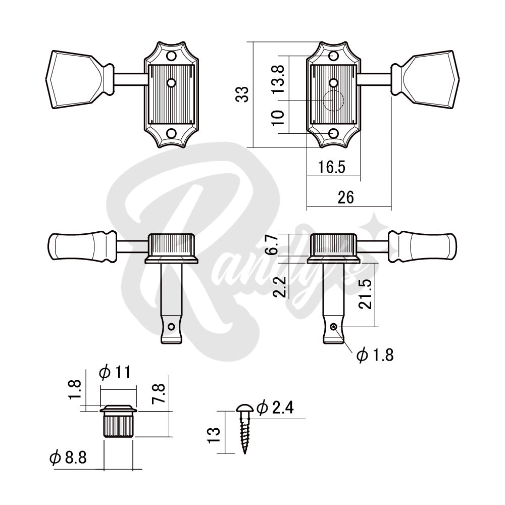 "Vintage Tone Revival" Tuners by Gotoh® w/ Keystone Buttons (Tall Posts) - Fits Gibson® - Randy's LLC