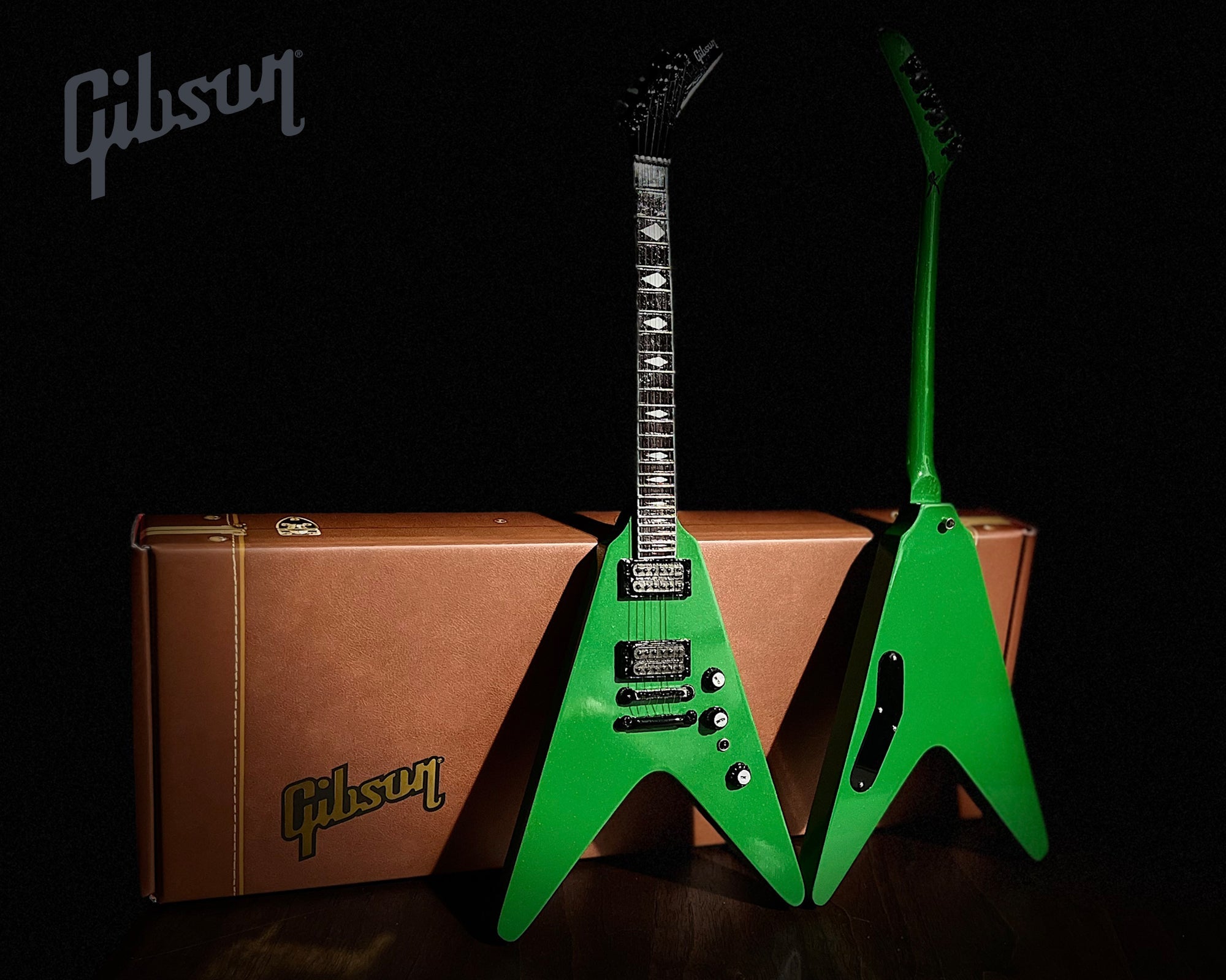 Dave Mustaine Gibson Flying V EXP Rust In Peace Alien Tech Green Mini Guitar Model - Randy's LLC