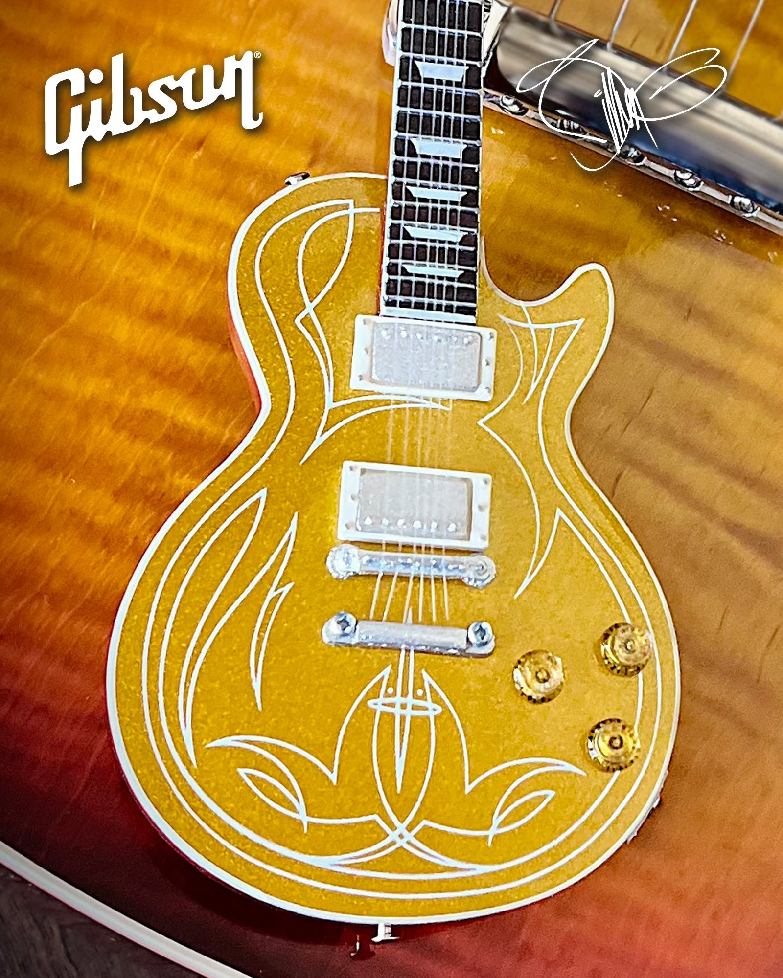 Billy F Gibbons "Pinstripe" Gibson Les Paul Goldtop Mini Guitar Model - Randy's LLC