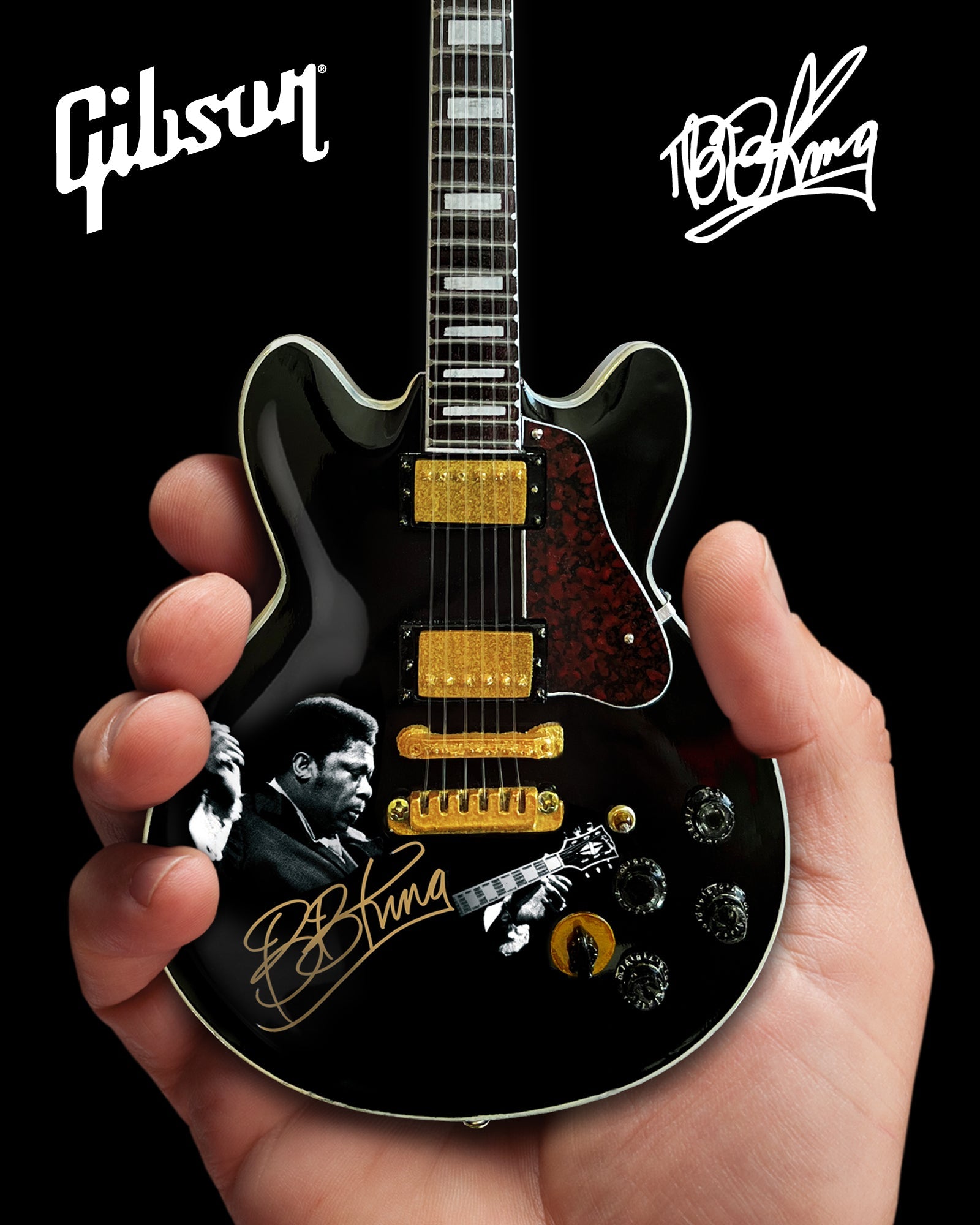 BB KING TRIBUTE Gibson ES-355 Lucille Ebony Miniature Guitar Model - Randy's LLC