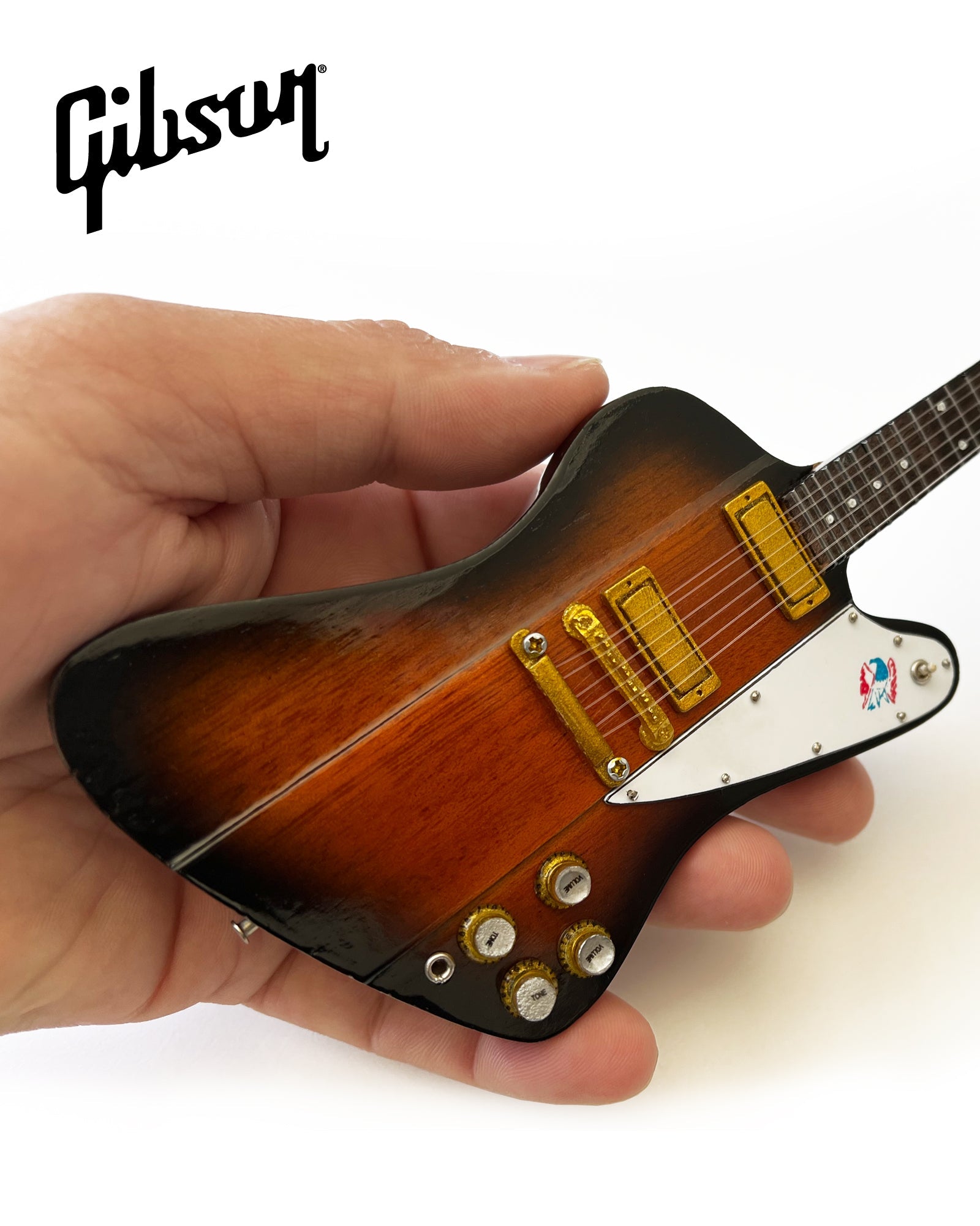 Tom Petty Signature Gibson Firebird V Sunburst Miniature Guitar Model - Red & Blue Logo - Randy's LLC