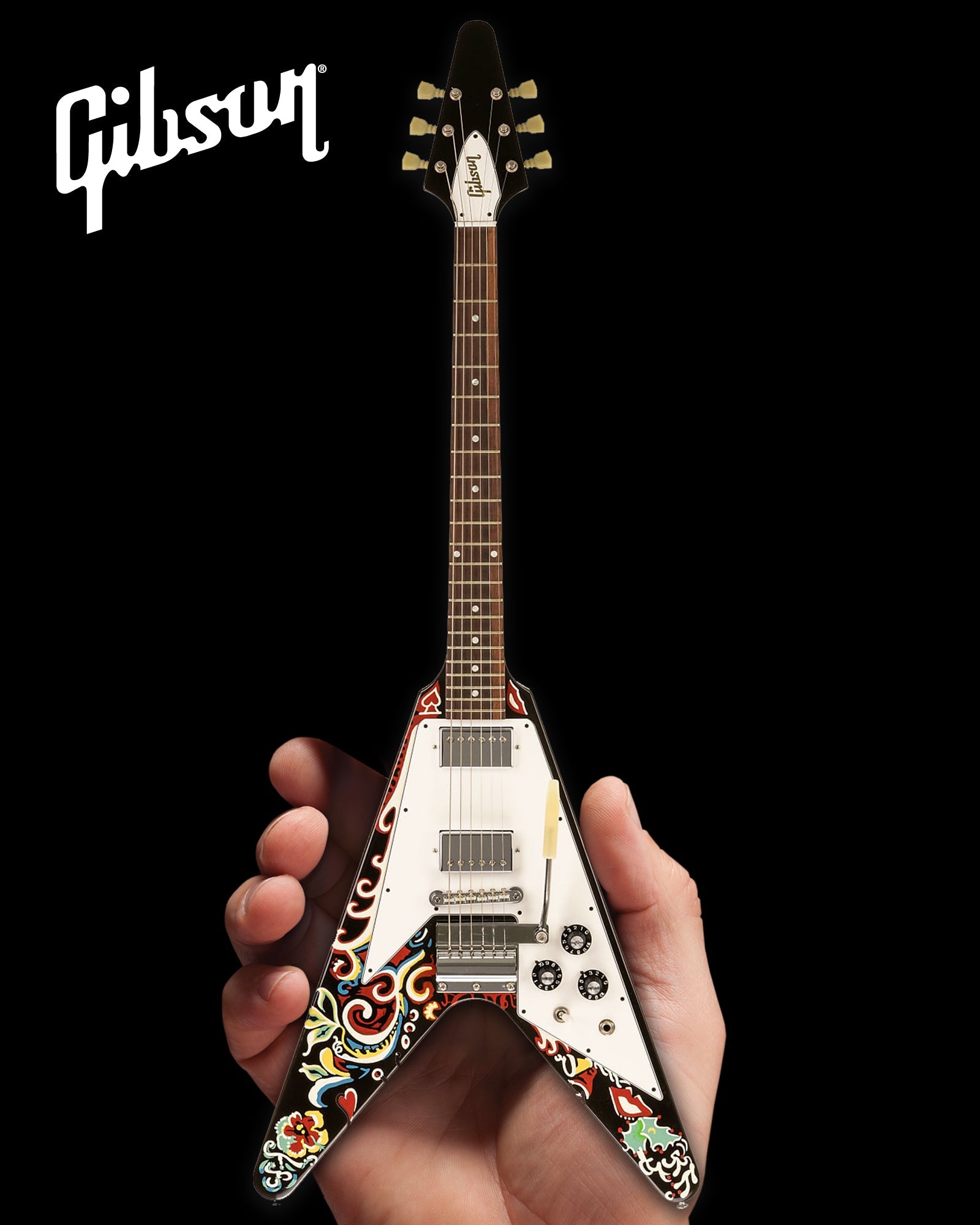 *NEW Jimi Hendrix™ Gibson Psychedelic Flying V 1:4 Scale Mini Guitar Model - Randy's LLC