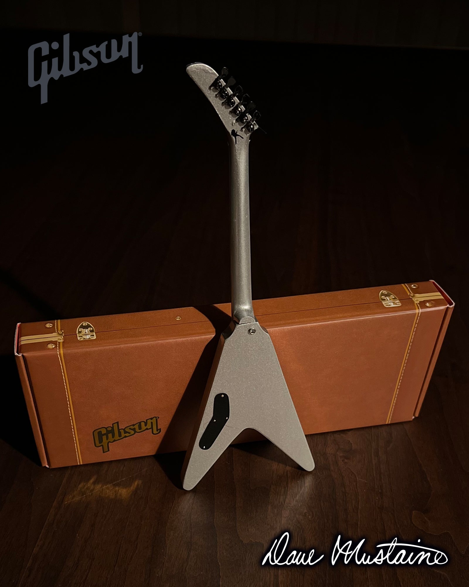 Dave Mustaine Signature Gibson Flying V SET OF 2 Mini Guitar Collection - Rust in Peace & Silver Metallic - Randy's LLC