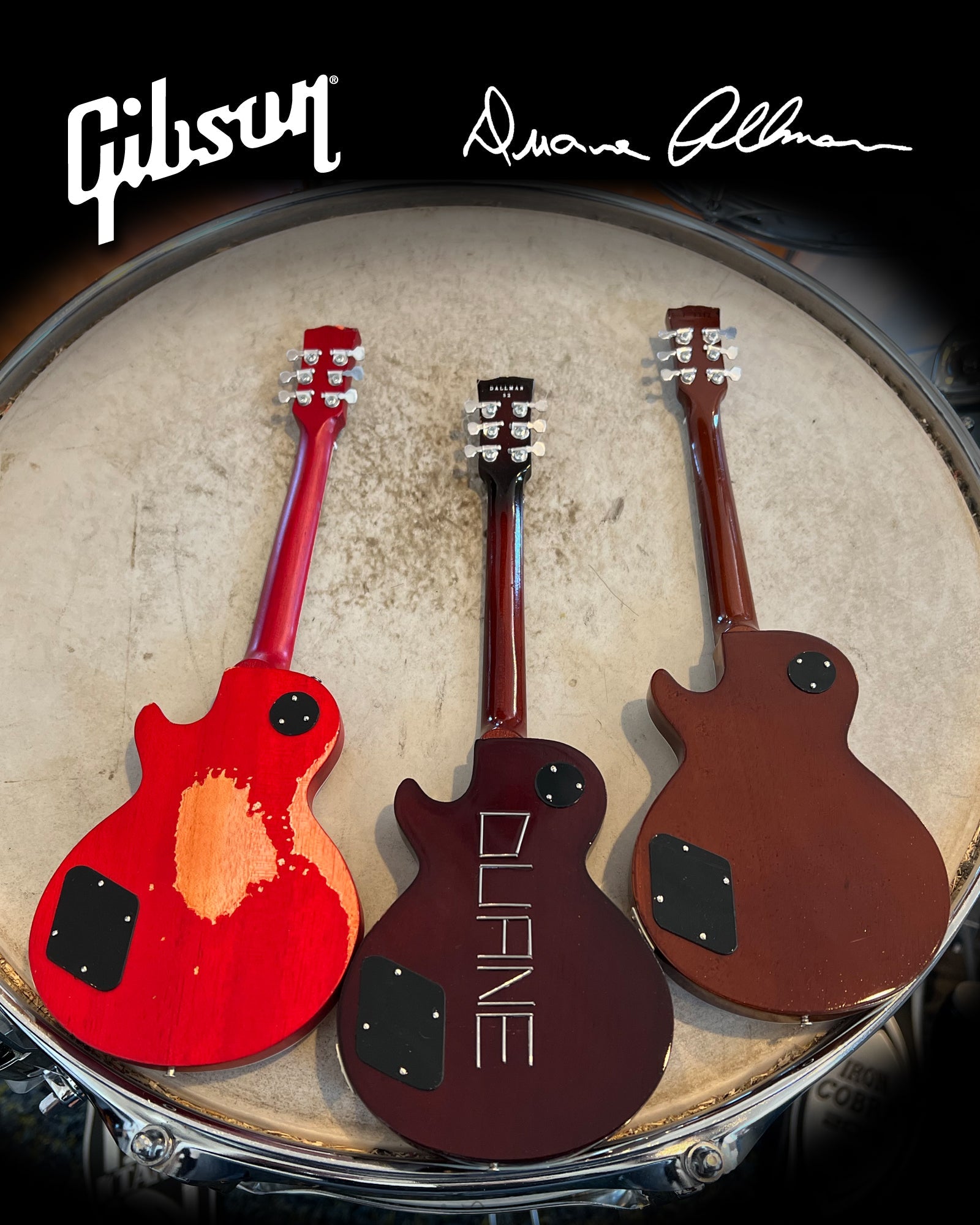 Duane Allman SET OF 3 Gibson Les Paul Signature Mini Guitar Models - Randy's LLC