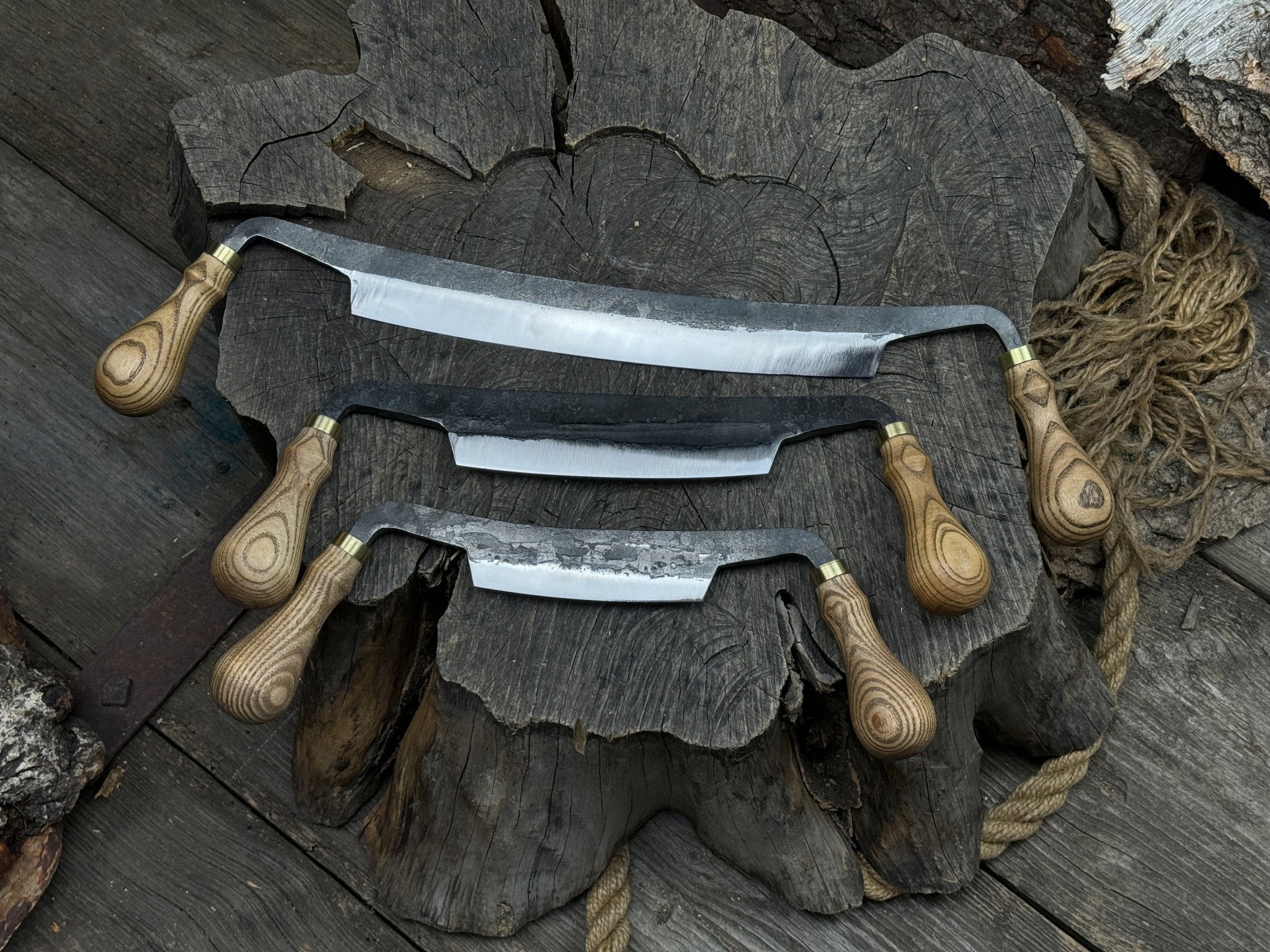 3-Piece Curved Drawknife (Palm Handles) Set - Randy's LLC