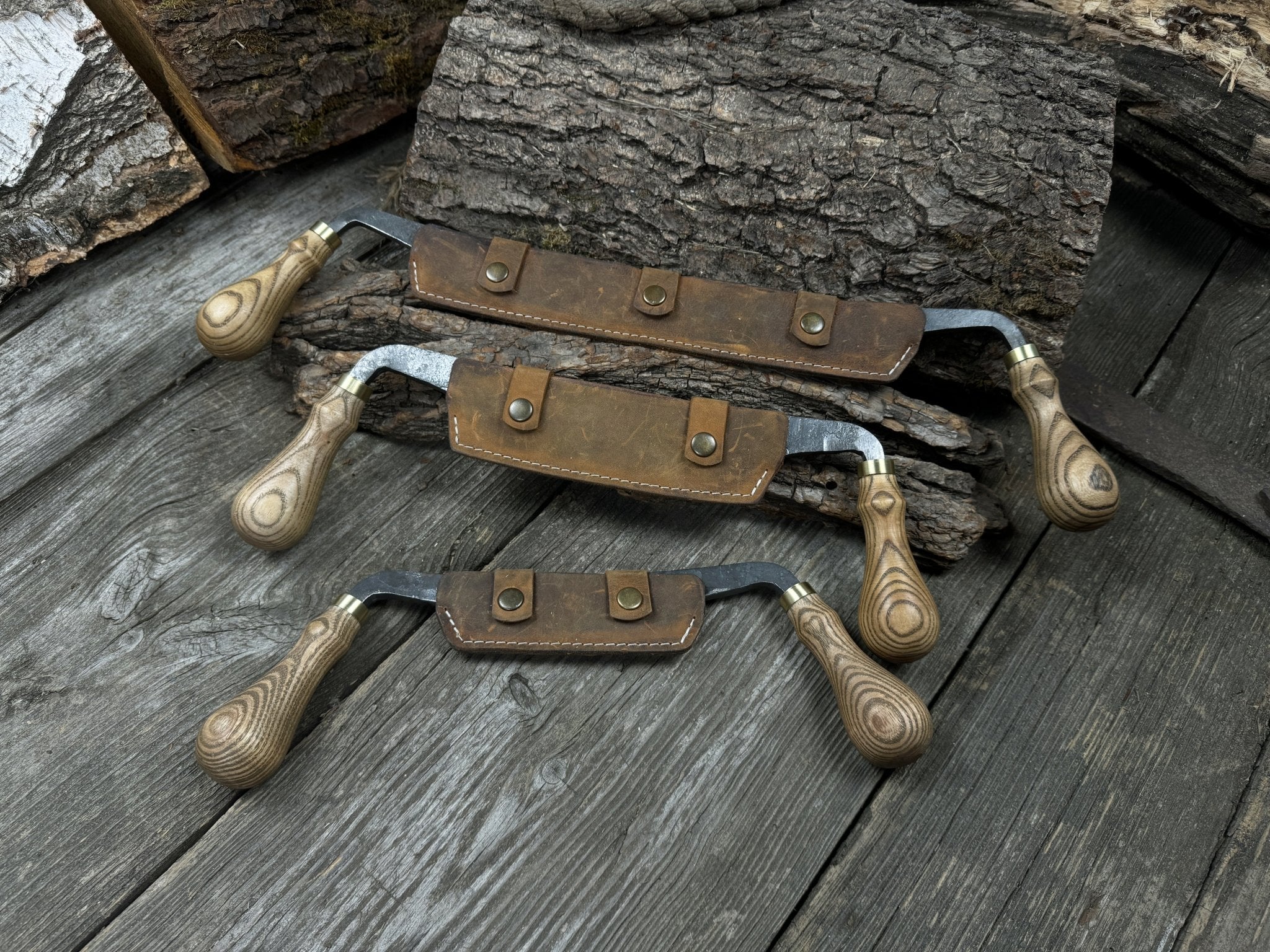 3-Piece Curved Drawknife (Palm Handles) Set - Randy's LLC