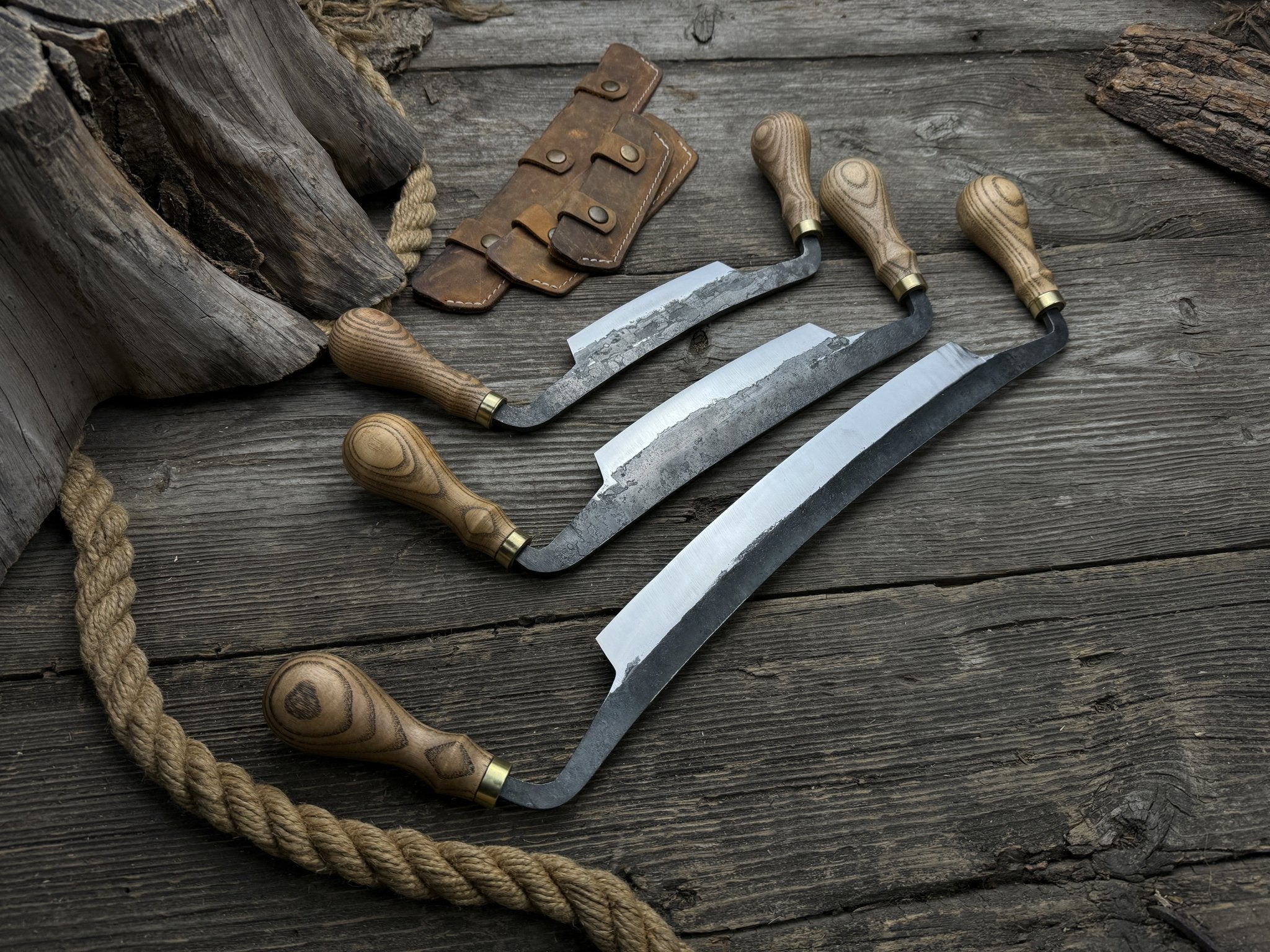 3-Piece Curved Drawknife (Palm Handles) Set - Randy's LLC