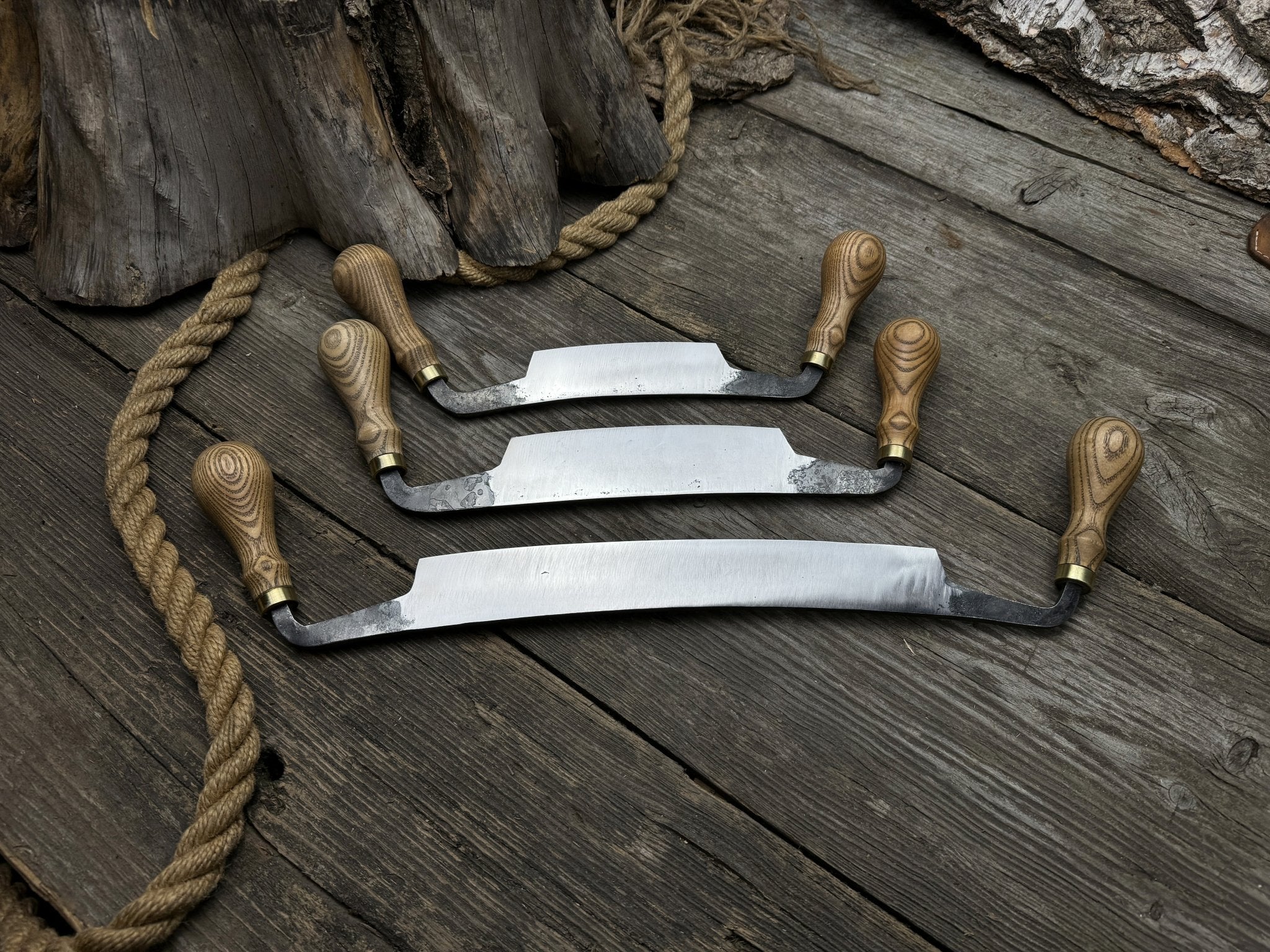 3-Piece Curved Drawknife (Palm Handles) Set - Randy's LLC