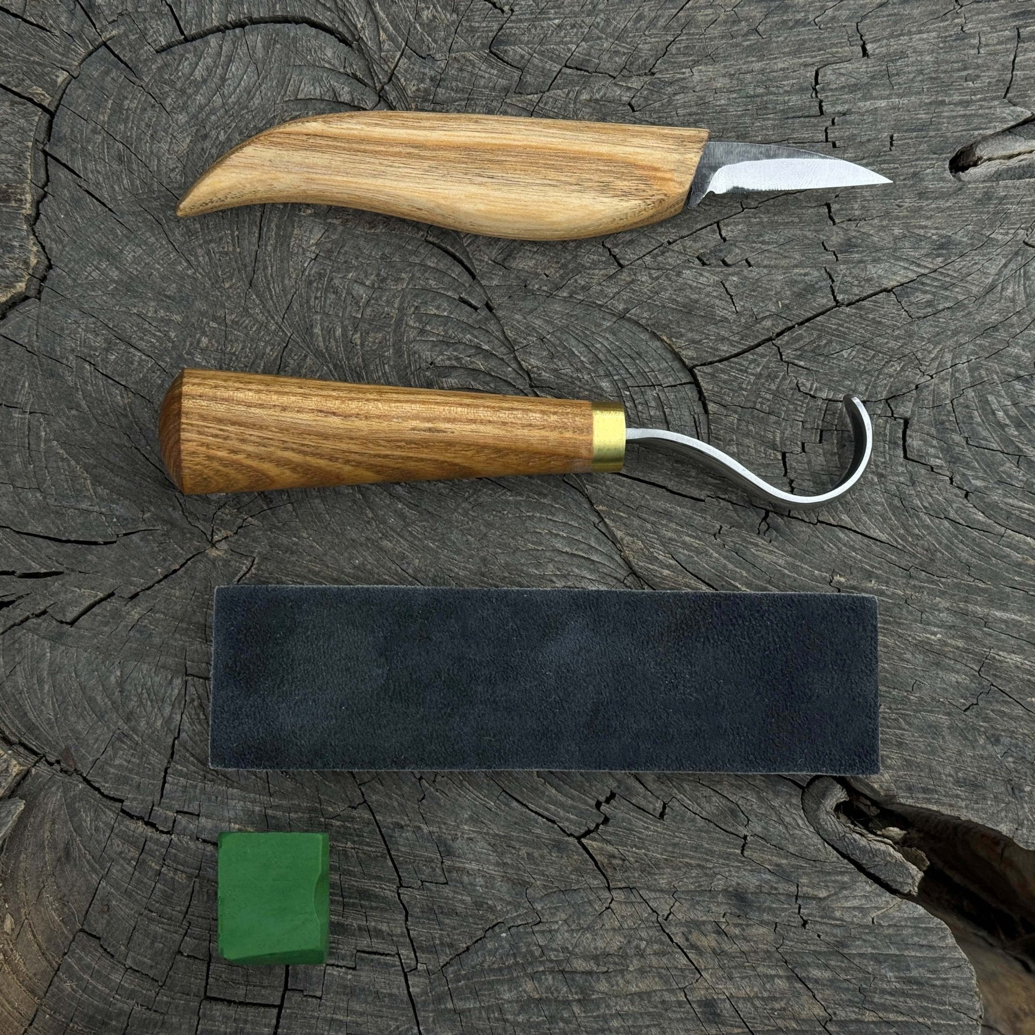 3-Piece Wood Carving Knife Set – Whittling Knife, Hook Knife & Leather Strop - Randy's LLC