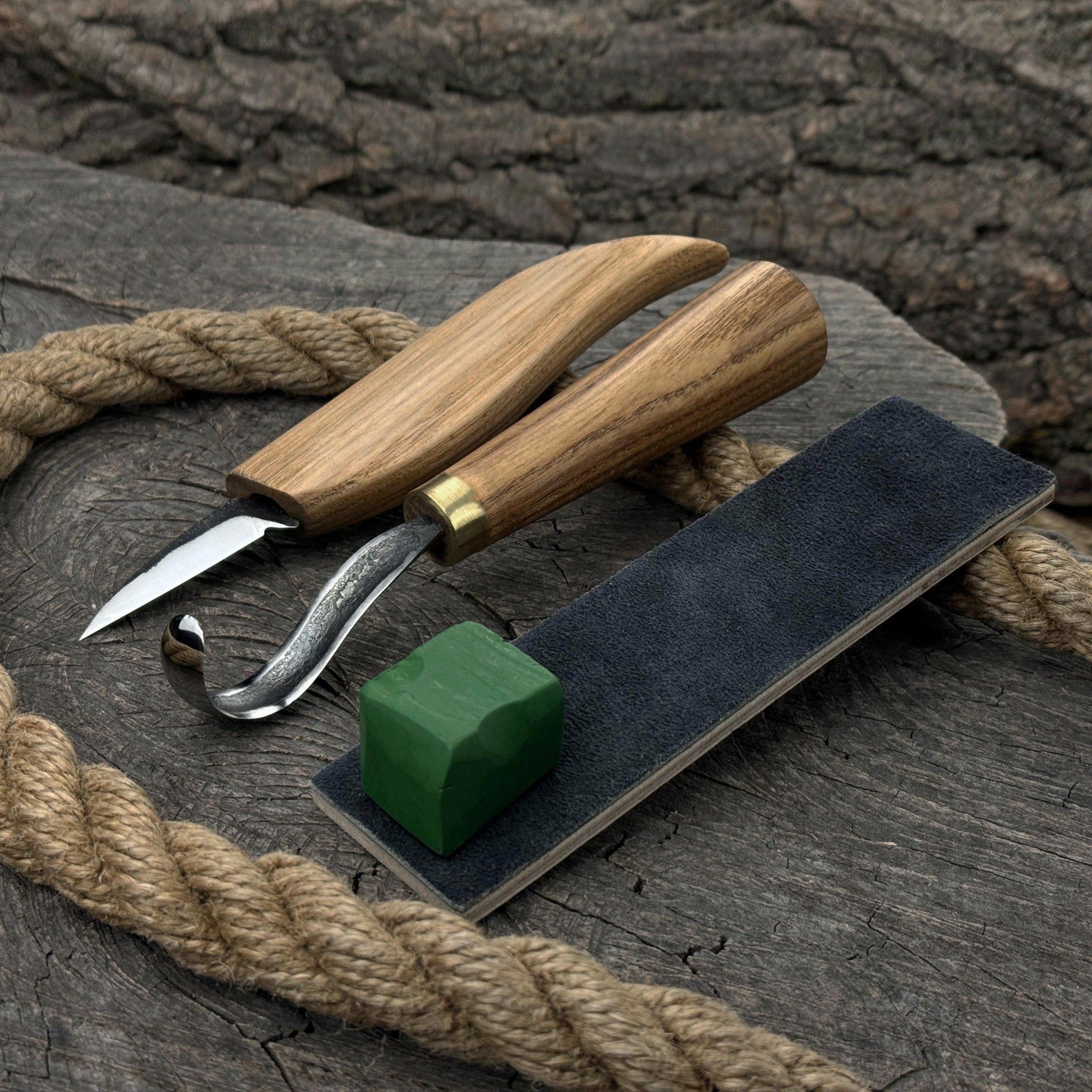 3-Piece Wood Carving Knife Set – Whittling Knife, Hook Knife & Leather Strop - Randy's LLC