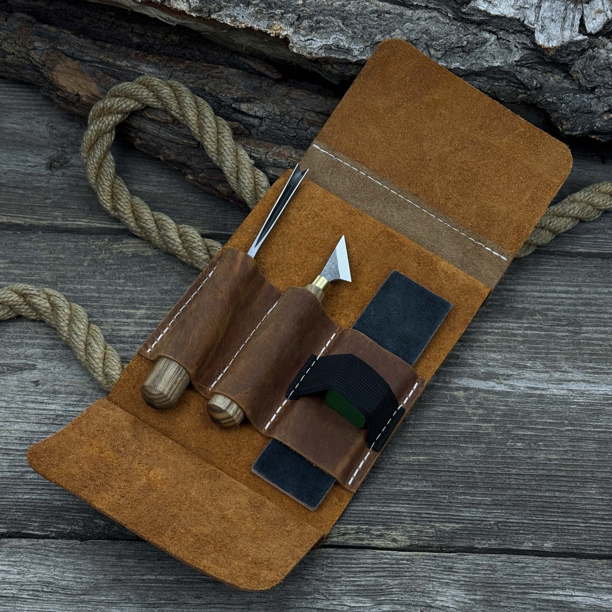 3-Piece Wood Carving Tool Set with Leather Case - Randy's LLC