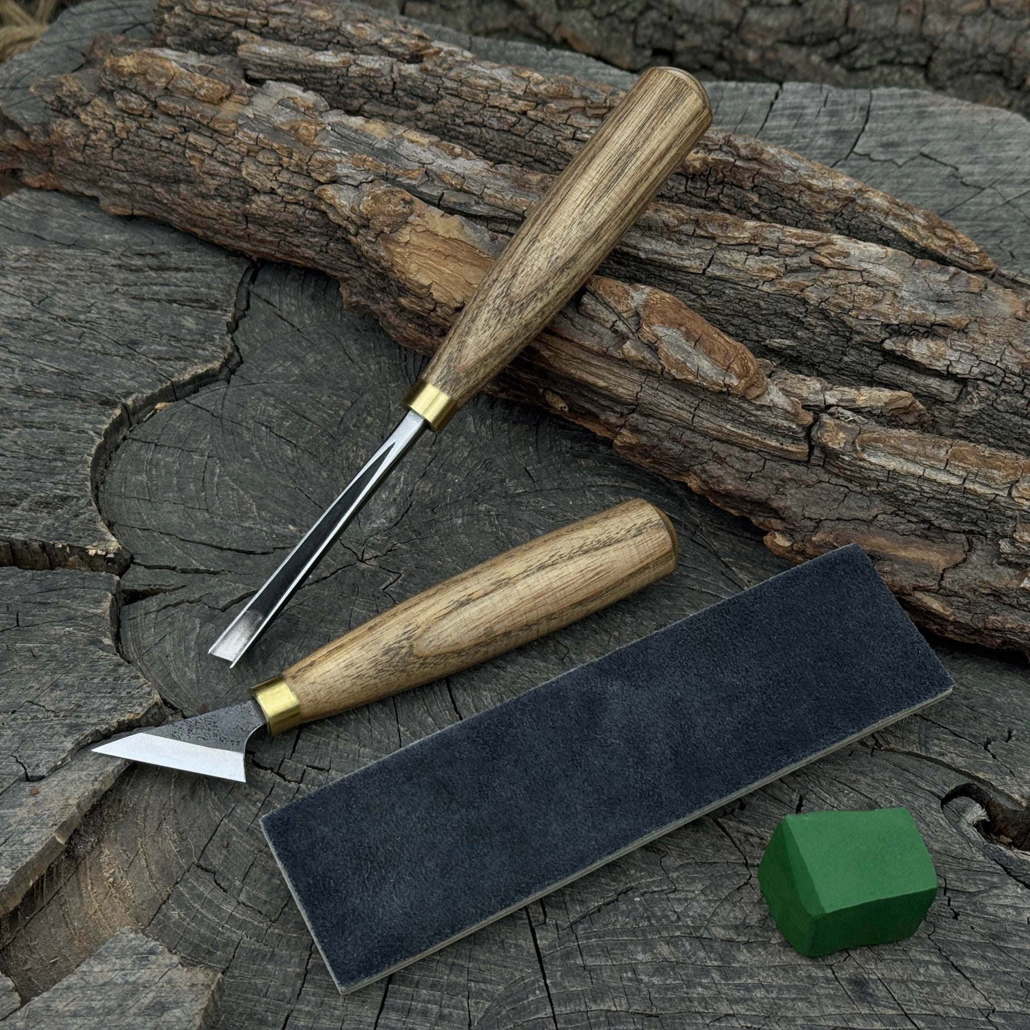 3-Piece Wood Carving Tool Set with Leather Strop - Randy's LLC