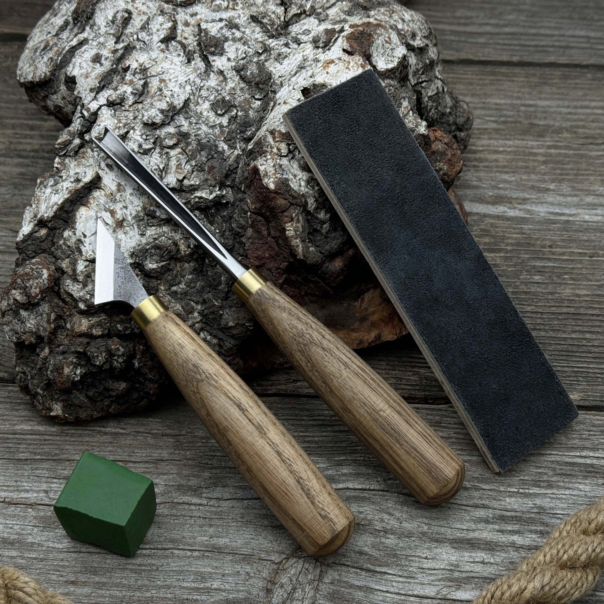 3-Piece Wood Carving Tool Set with Leather Strop - Randy's LLC