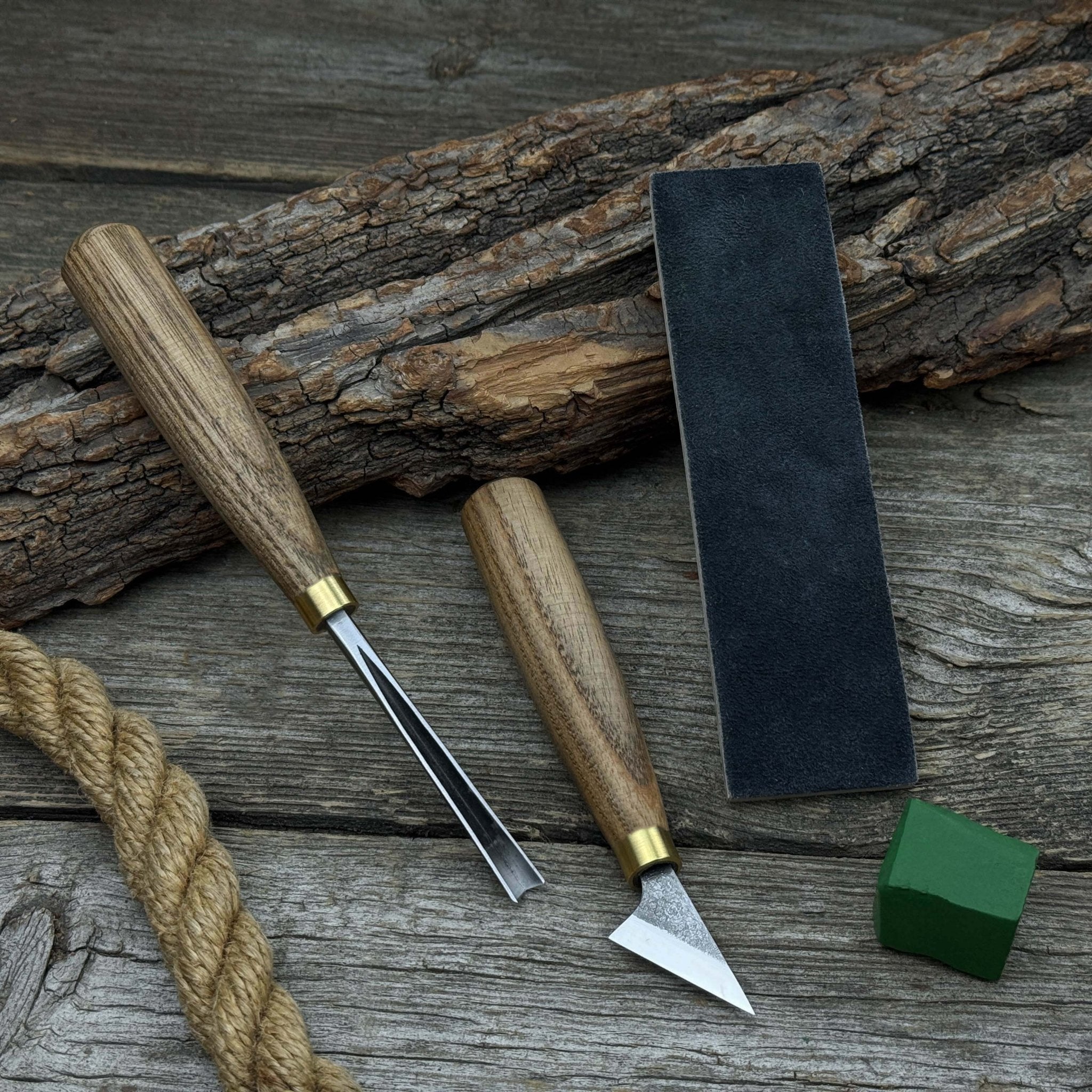 3-Piece Wood Carving Tool Set with Leather Strop - Randy's LLC