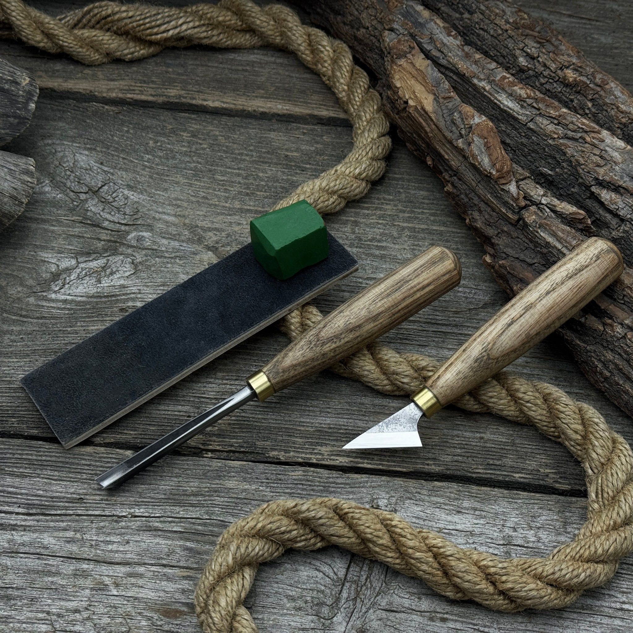3-Piece Wood Carving Tool Set with Leather Strop - Randy's LLC