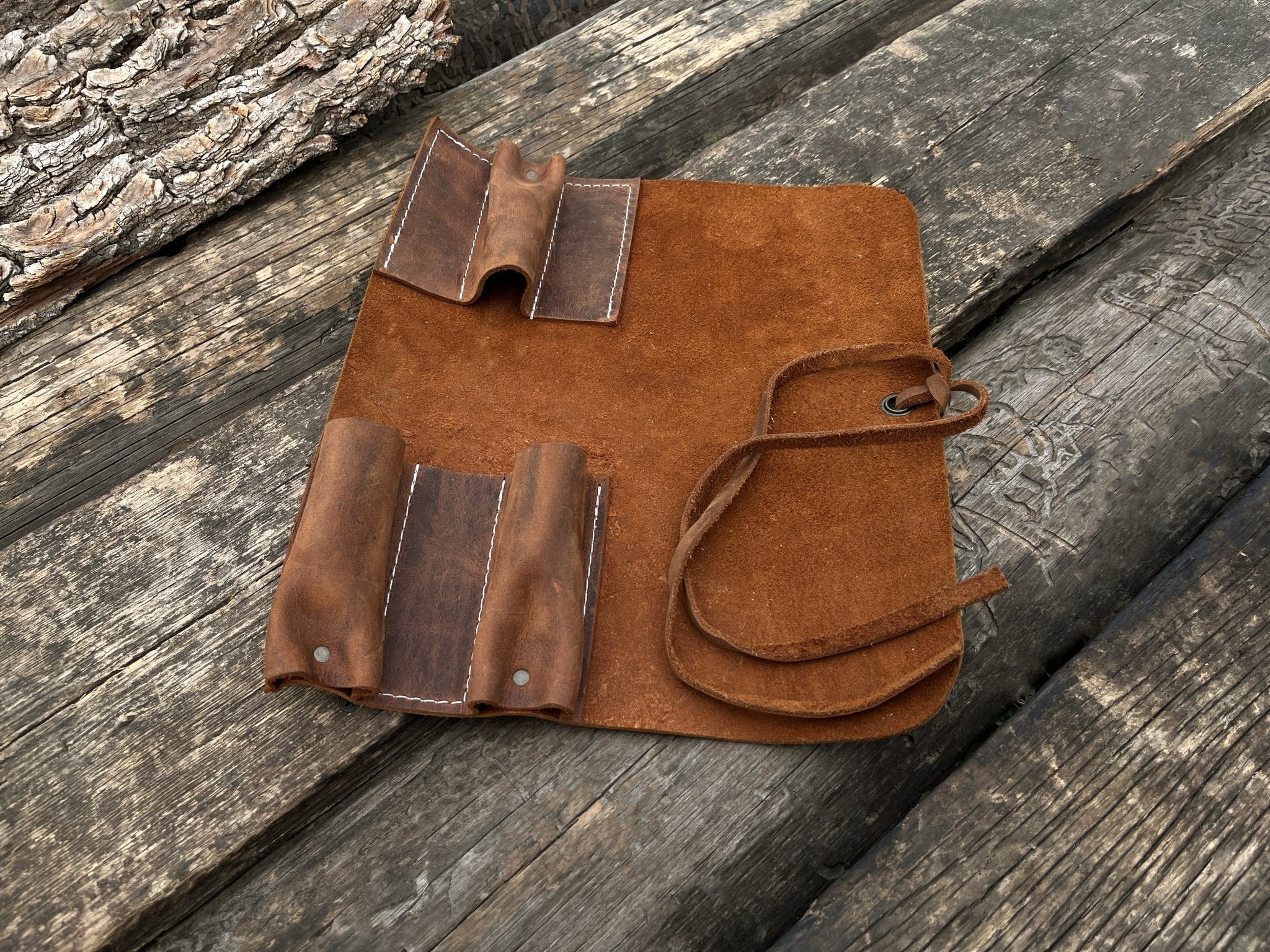 3 Pocket Leather Tool Roll - Randy's LLC