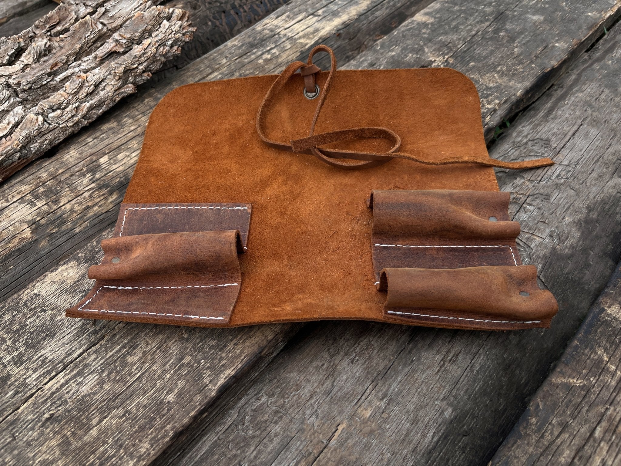 3 Pocket Leather Tool Roll - Randy's LLC