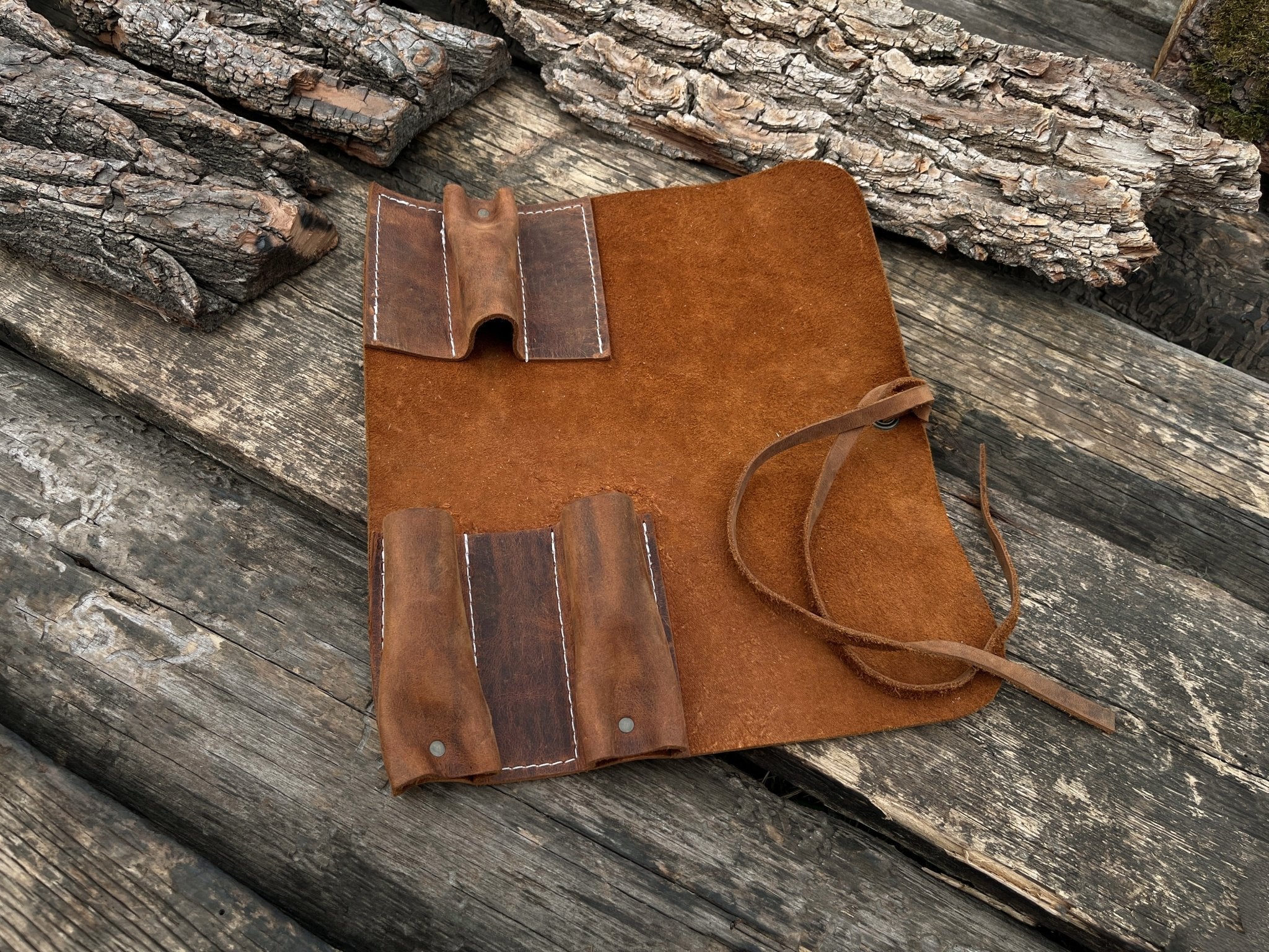 3 Pocket Leather Tool Roll - Randy's LLC