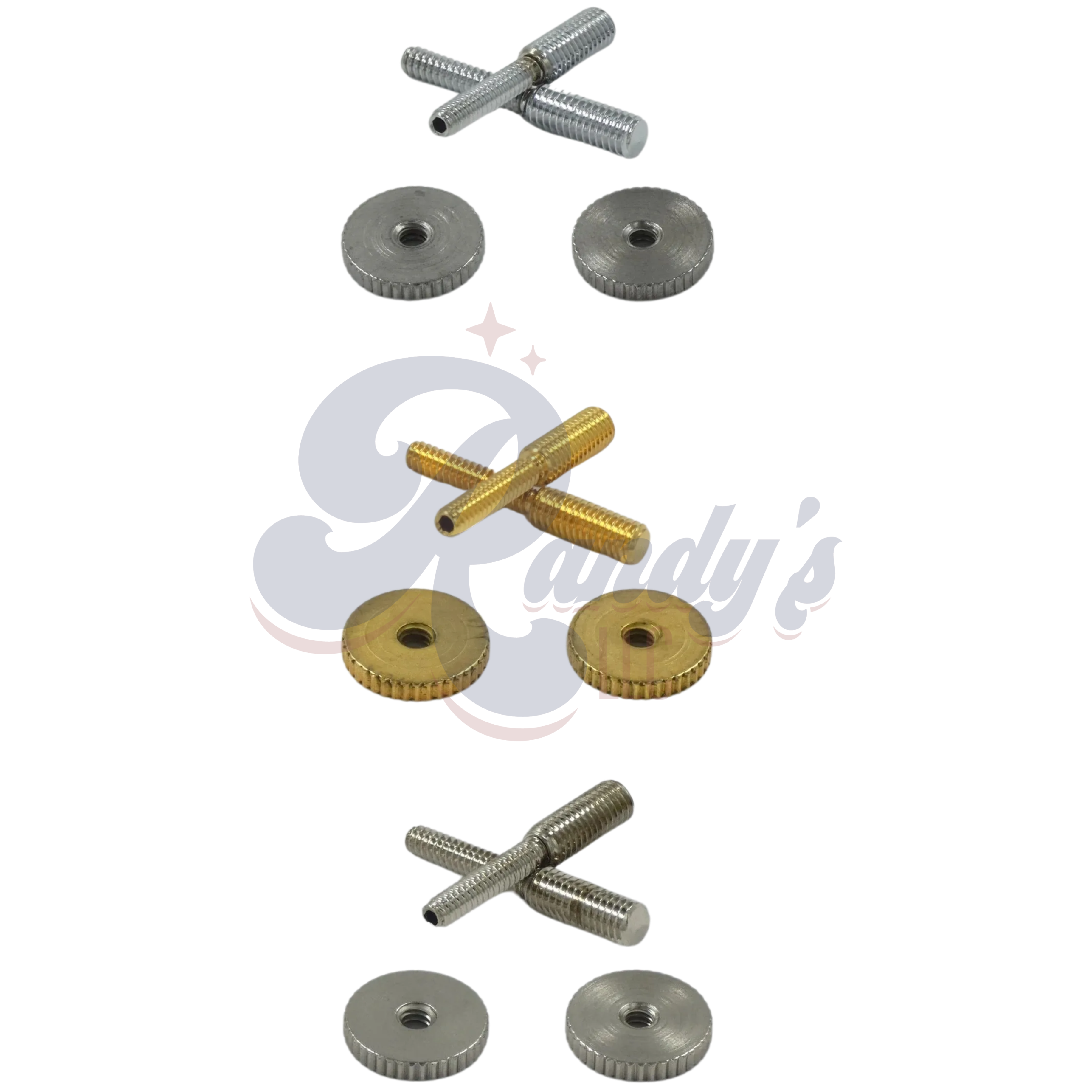 Advanced Plating | Nashville Tune-O-Matic TOM to Vintage ABR-1 Conversion Bridge Posts & Thumbwheels (Coarse Knurl) - Fits Gibson® - Randy's LLC