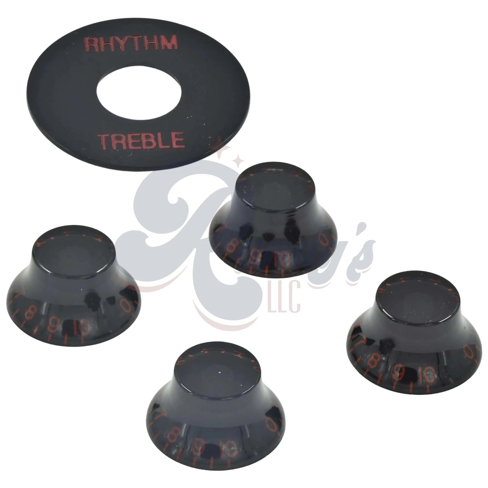 Advanced Plating Inc (API) Voodoo Kit - Knobs (4-Pack) & 3-Way Toggle Switch Washer (Rhythm/Treble) - Fits Gibson® - Randy's LLC