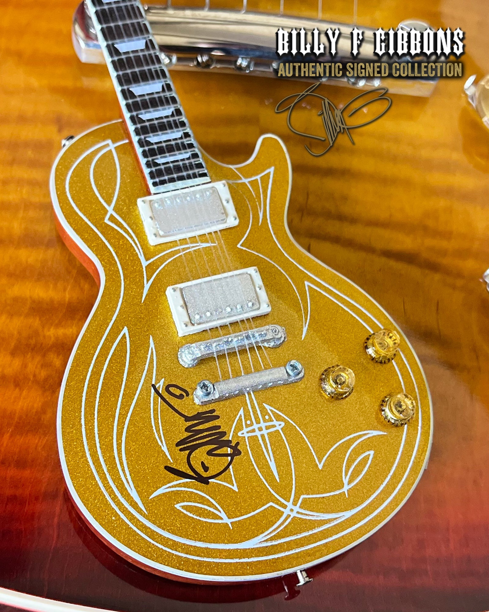 Billy F Gibbons AUTOGRAPHED COLLECTION Signature 1:4 Scale Mini Guitar Models - 1ST EDITION 2023 - Randy's LLC